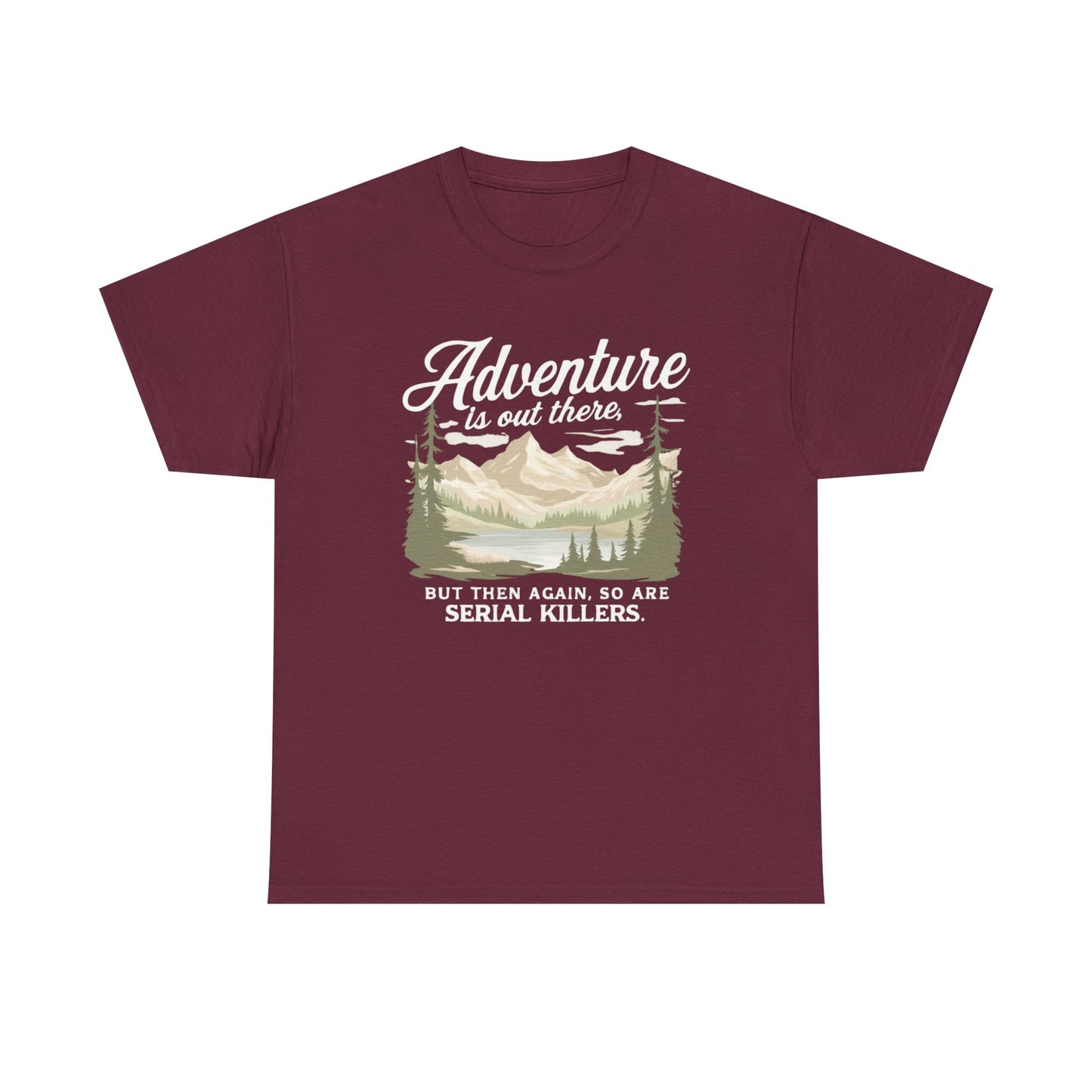 Adventure Is Out There Tee — Retro Mountain Camping Graphic T‑Shirt