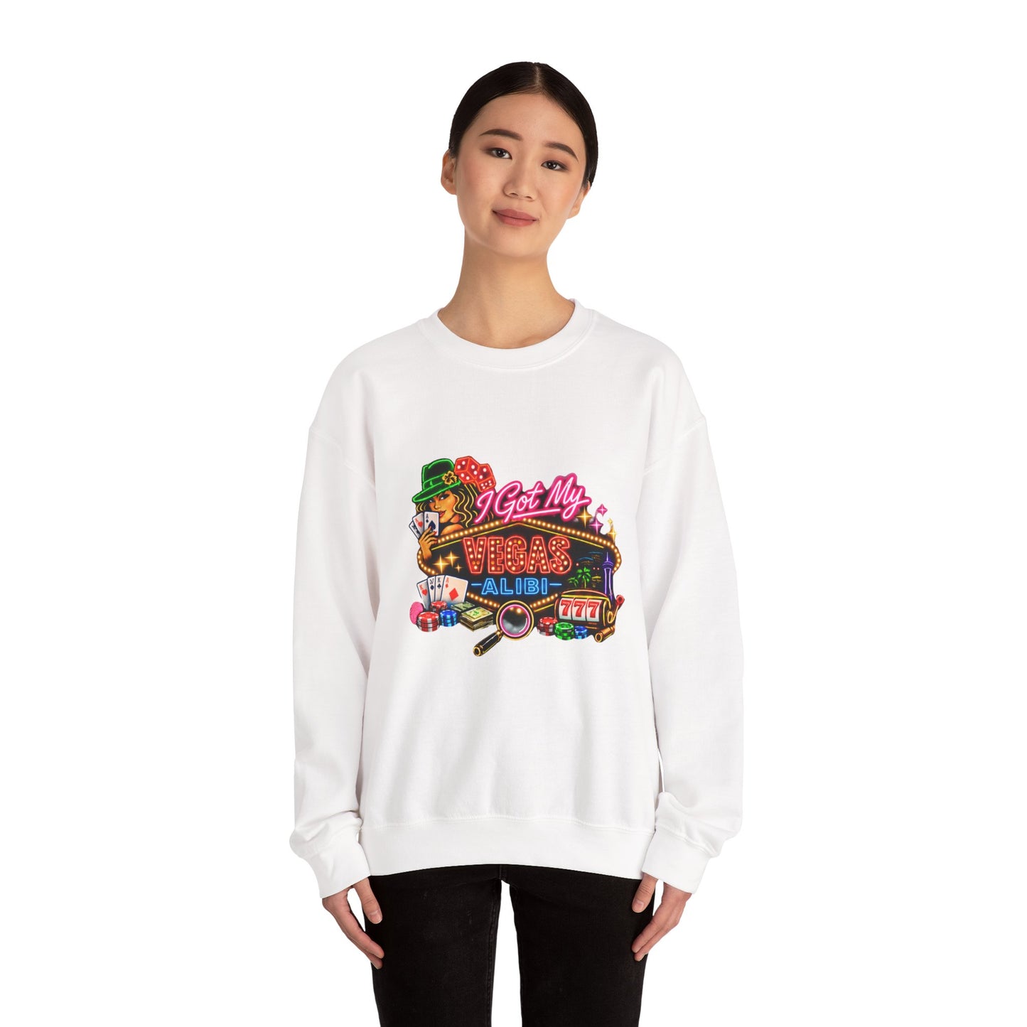 Crewneck Sweatshirt — "I Got My Vegas Alibi" (No Logo)