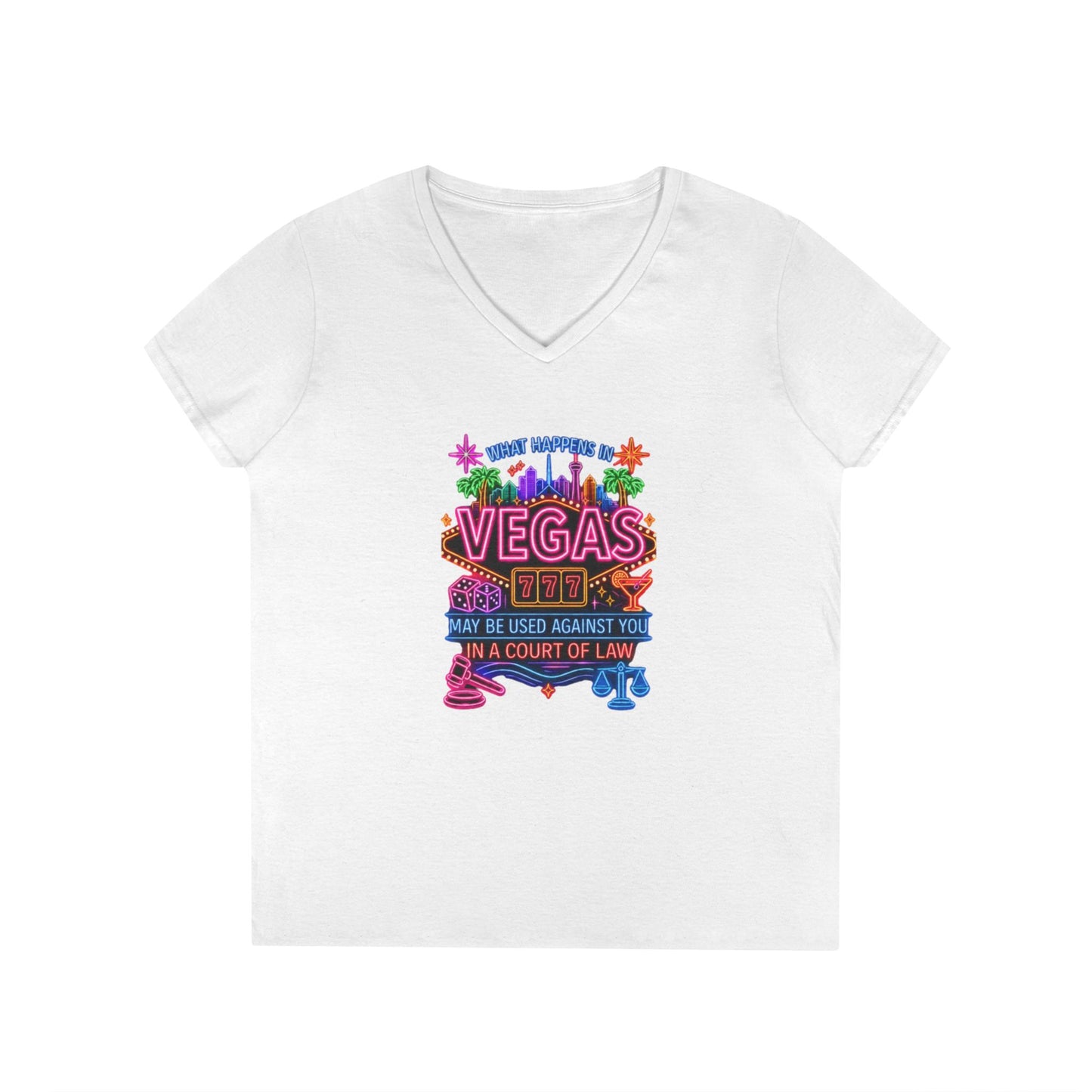 V-Neck T-Shirt – "What Happens in Vegas" No Logo