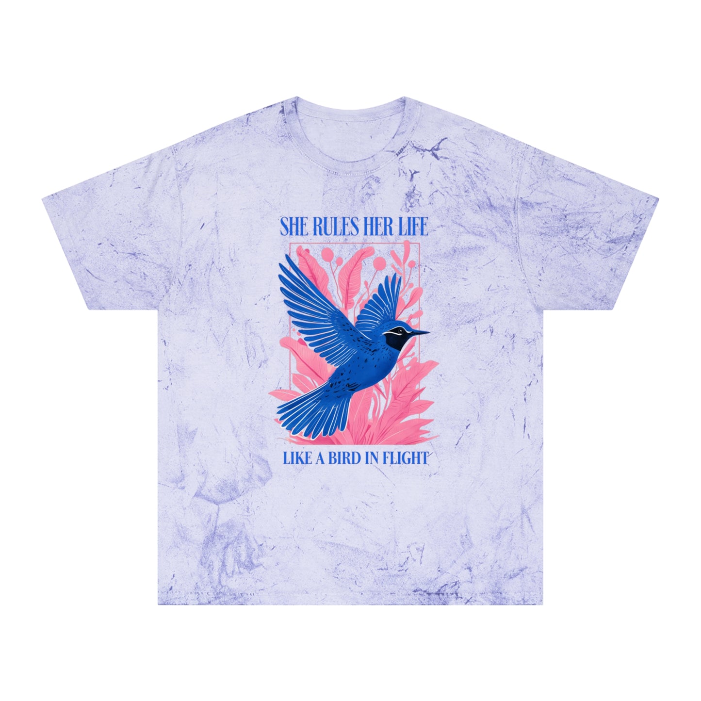 She Rules Her Life Bird In Flight Lyrics Tee — Inspirational Blue Bird Graphic T-Shirt NEW