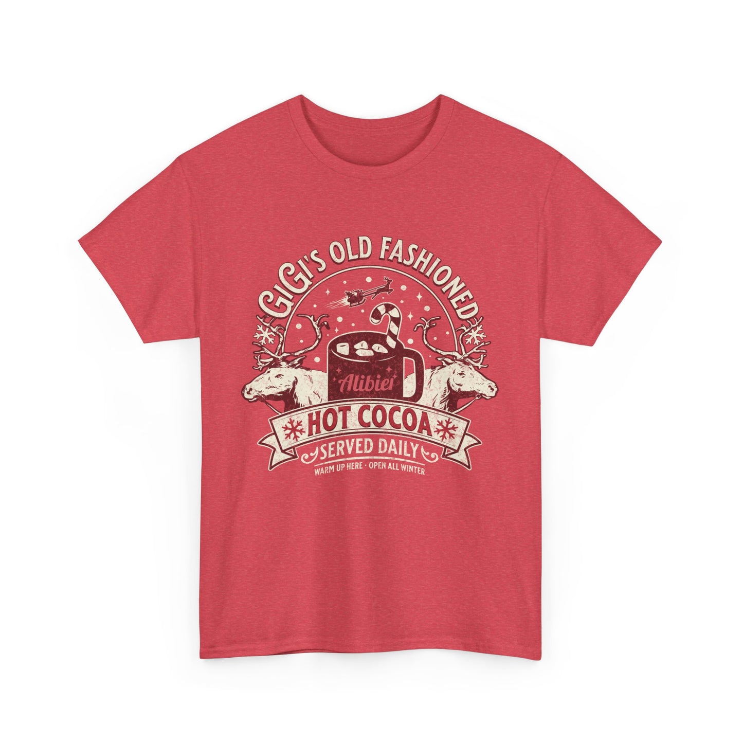 Christmas Vintage Hot Cocoa Unisex Heavy Cotton Tee - Perfect for Winter and Holiday Cheer