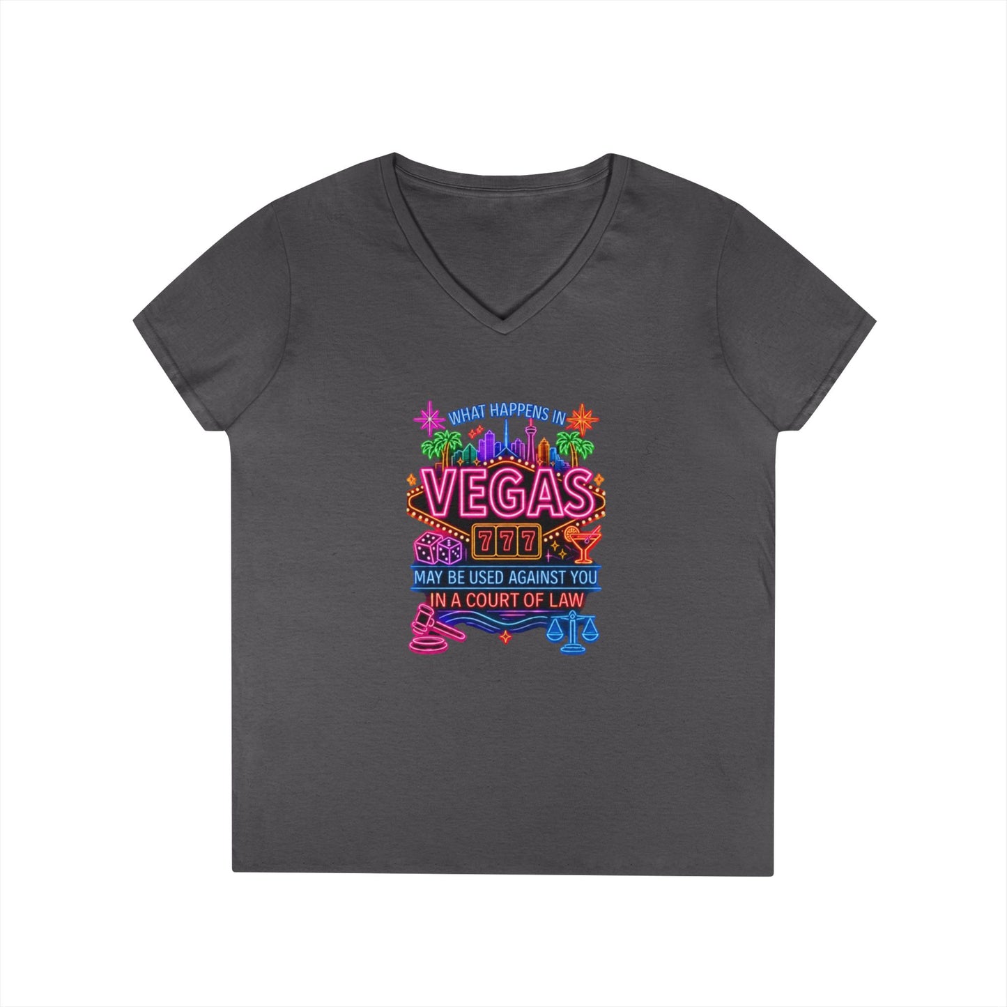 V-Neck T-Shirt – "What Happens in Vegas" No Logo