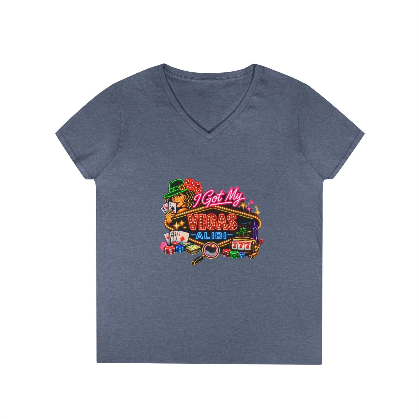 I Got My Vegas Alibi - Ladies' V-Neck T-Shirt (No Logo)
