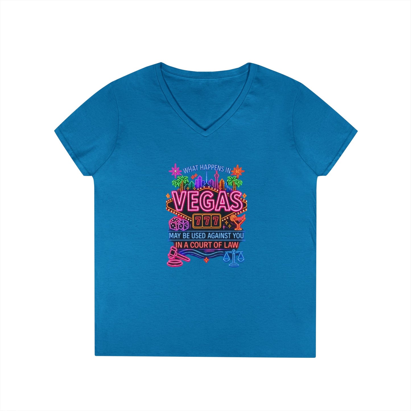V-Neck T-Shirt – "What Happens in Vegas" No Logo