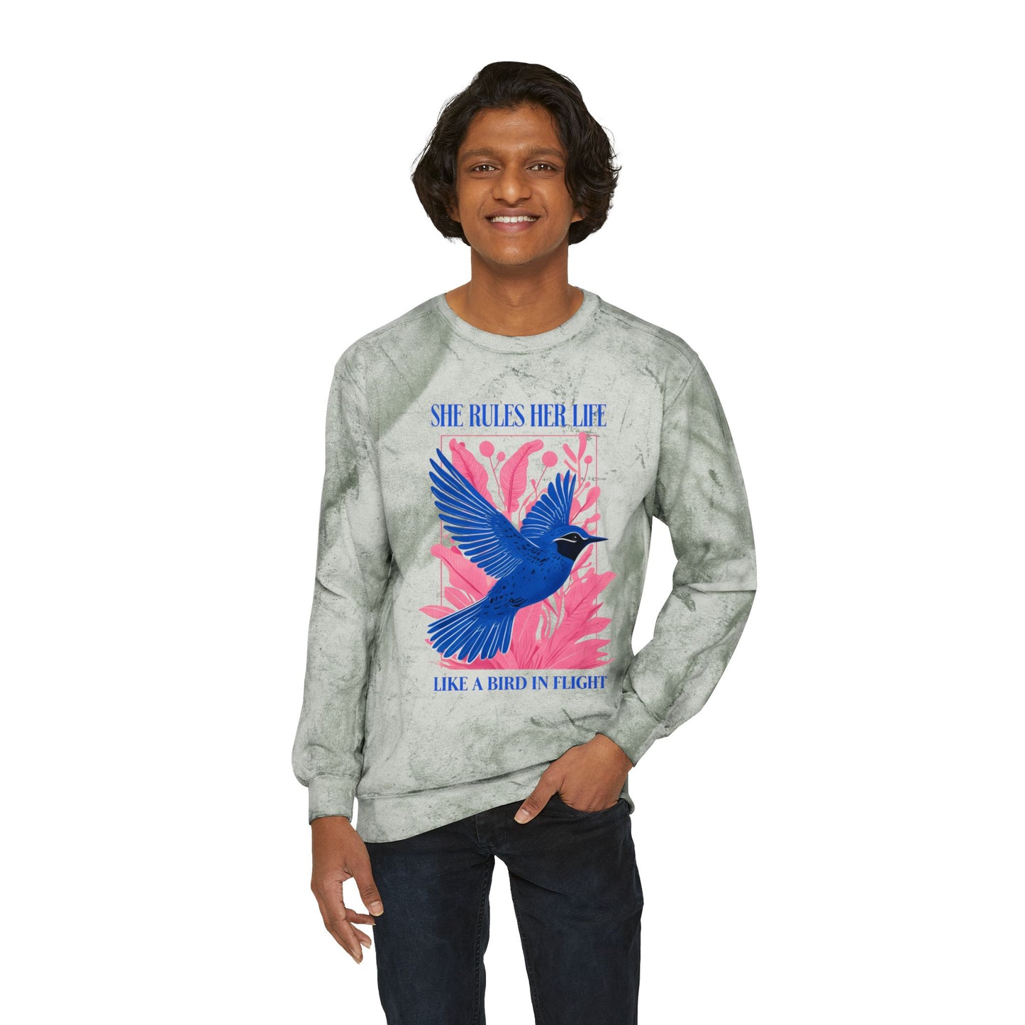 lYRICS: "She rules her life like a bird in flight" Unisex Color Blast Crewneck Sweatshirt NEW