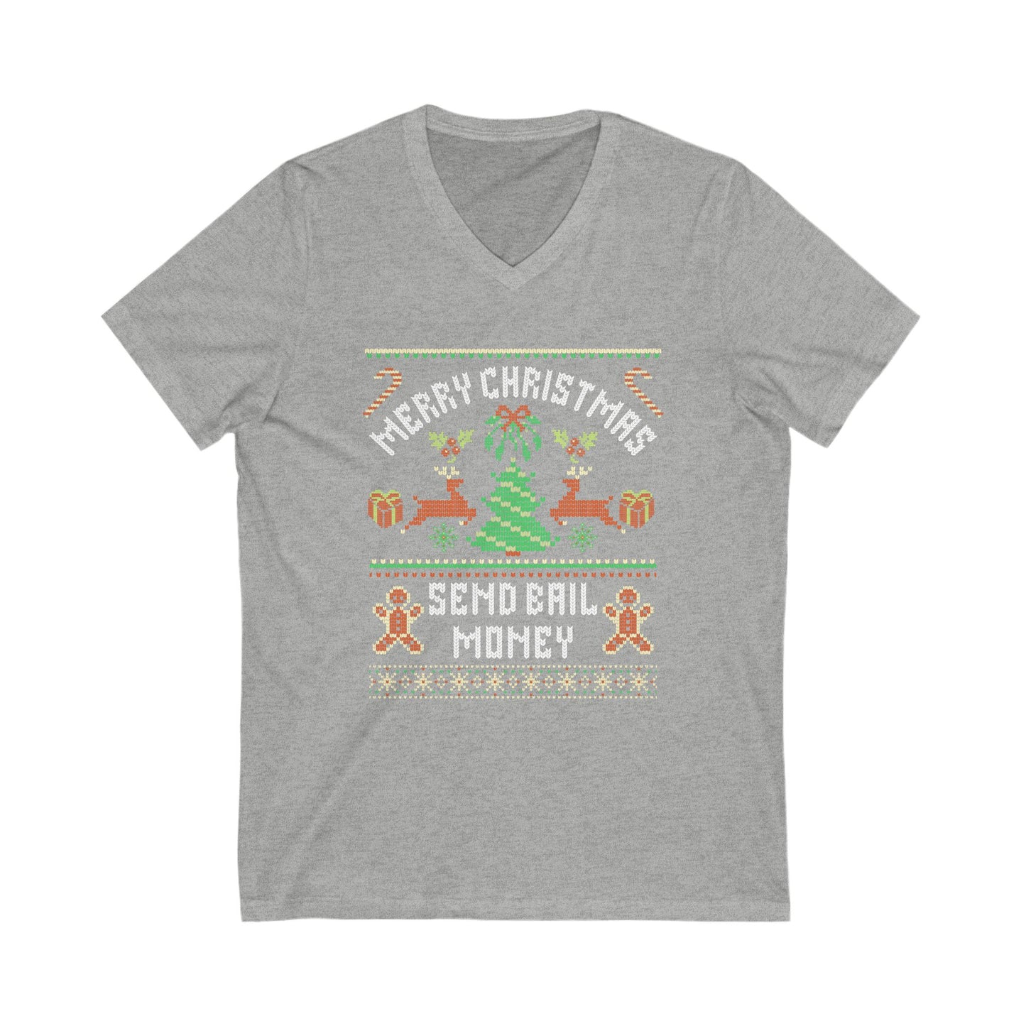 NEW! Holiday Cheer Unisex V-Neck Tee with Christmas Design