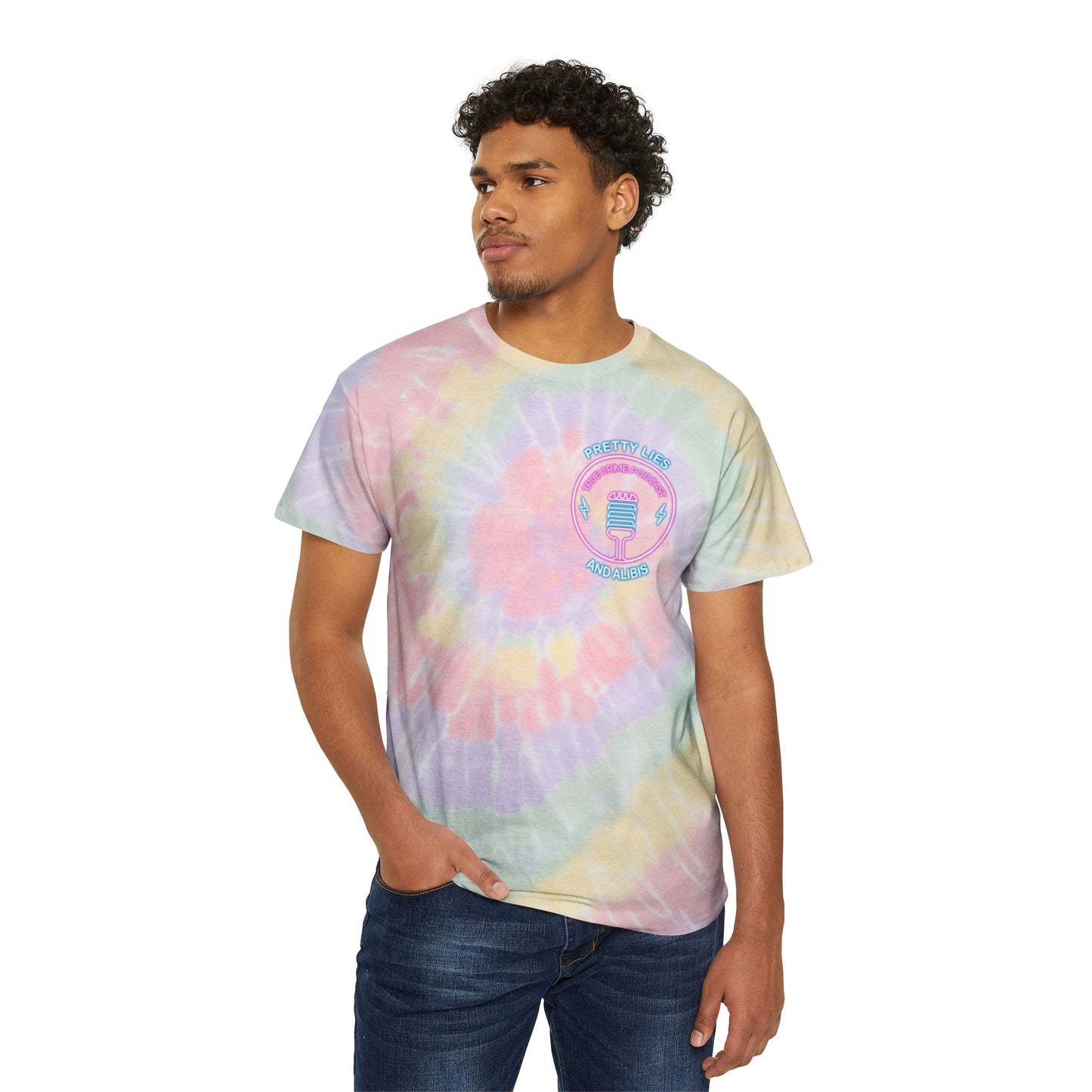 Pastel Spiral Tie-Dye Tee — "Stack Chips Not Charges" Crime Con 26'