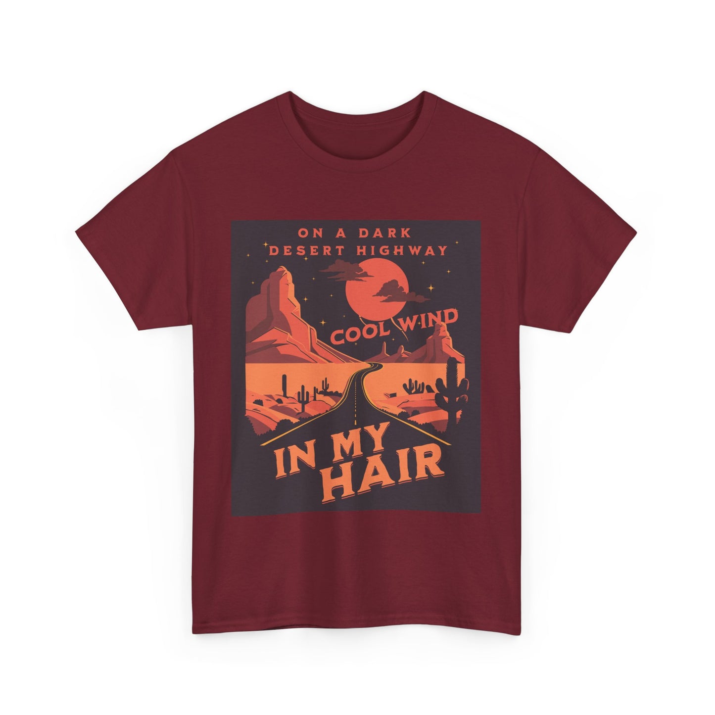 Lyrics Desert Highway Unisex Heavy Cotton Tee - Vintage Road Trip Vibe