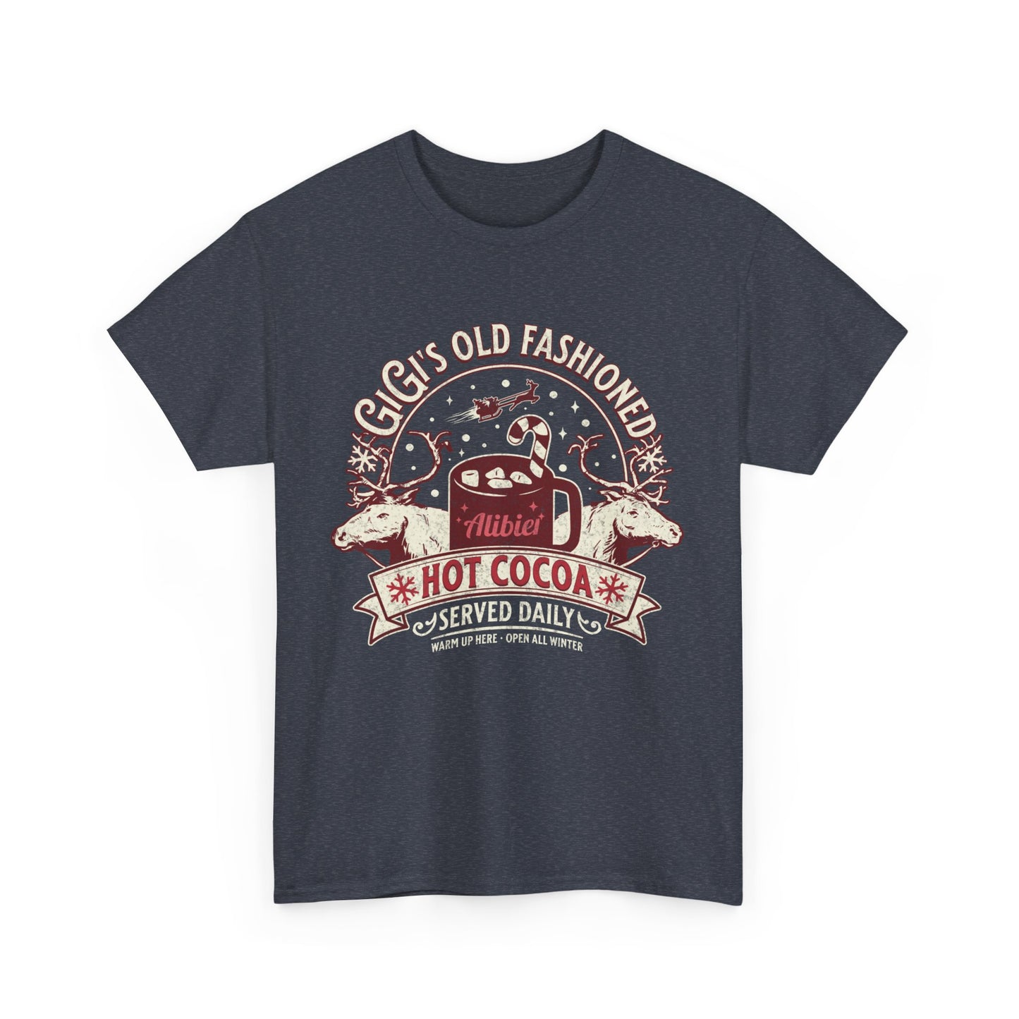 Christmas Vintage Hot Cocoa Unisex Heavy Cotton Tee - Perfect for Winter and Holiday Cheer