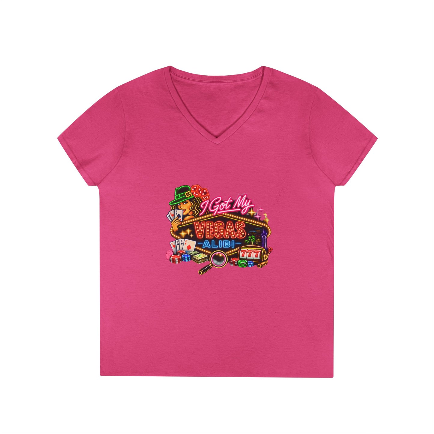 I Got My Vegas Alibi - Ladies' V-Neck T-Shirt (No Logo)