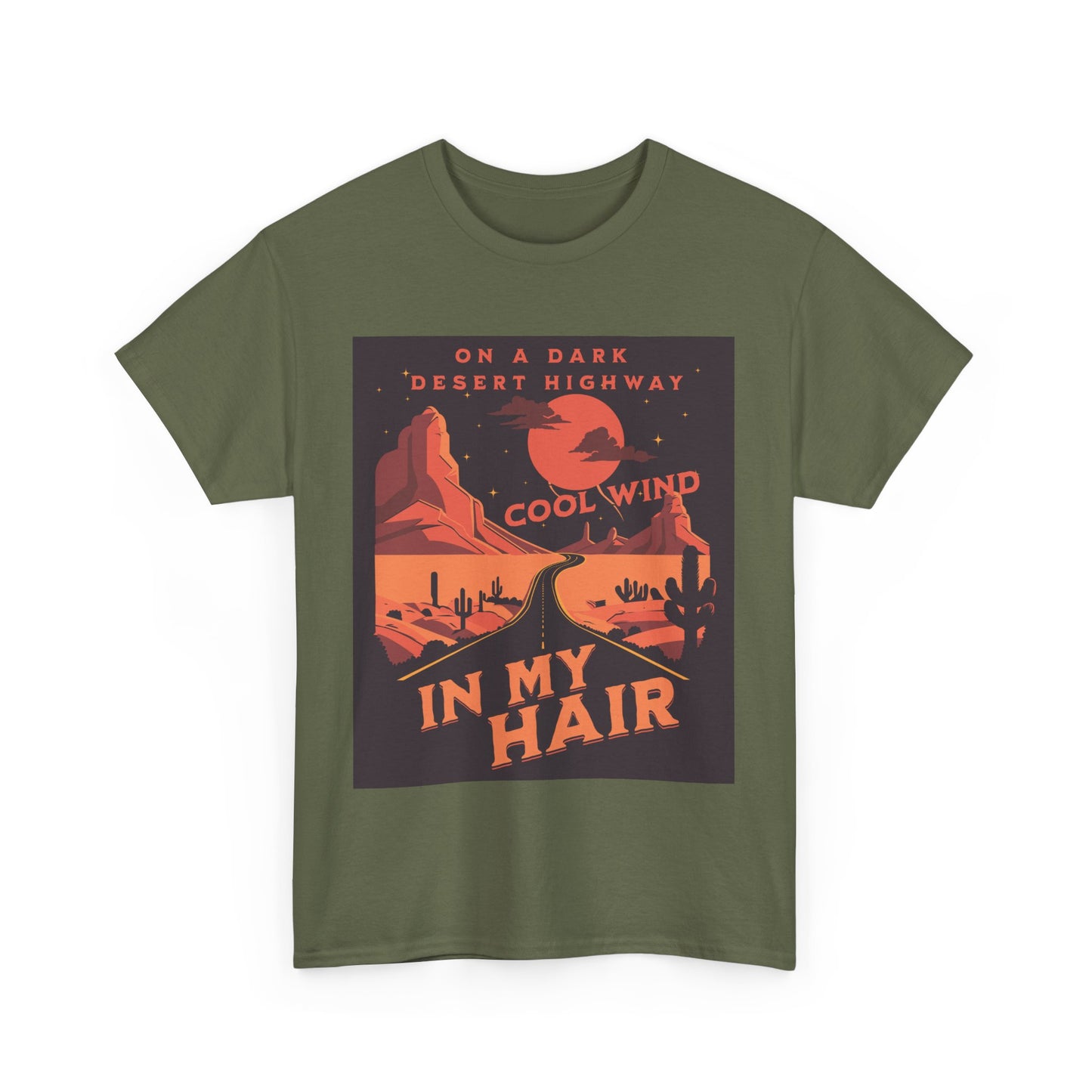 Lyrics Desert Highway Unisex Heavy Cotton Tee - Vintage Road Trip Vibe