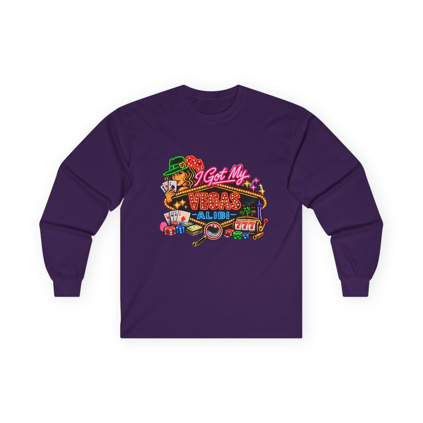 Long Sleeve Tee — "I Got My Vegas Alibi'" (No Logo)