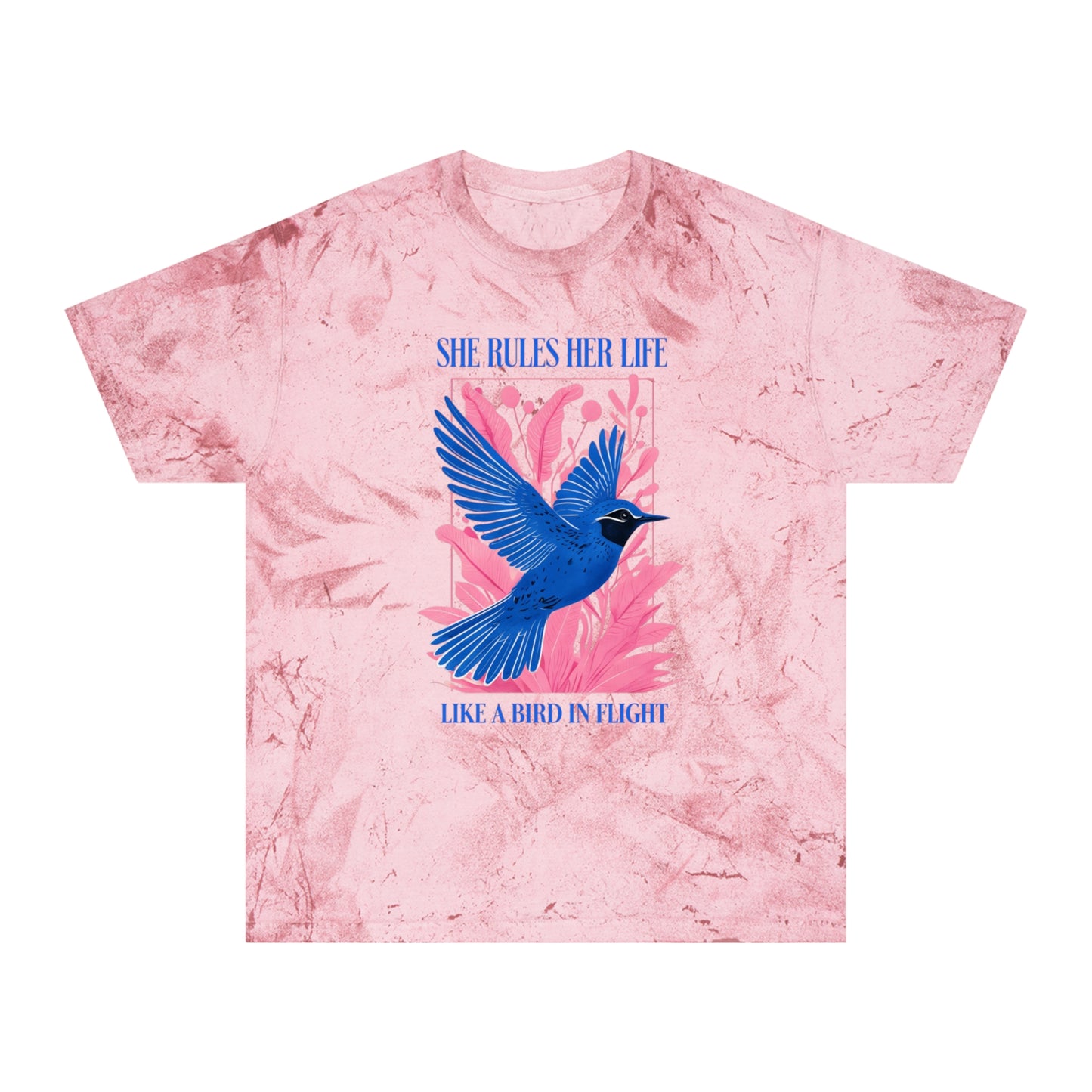 She Rules Her Life Bird In Flight Lyrics Tee — Inspirational Blue Bird Graphic T-Shirt NEW
