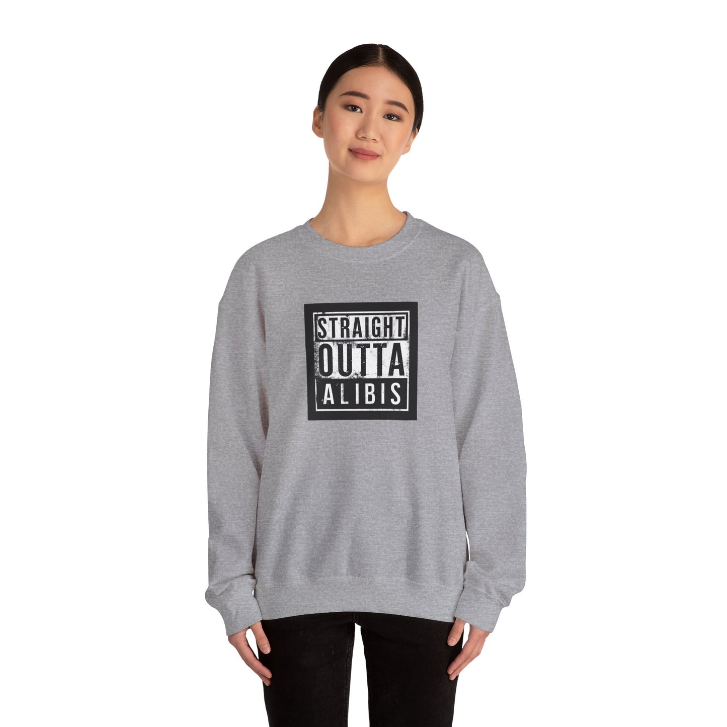 NEW! Retro Straight Outta Alibis Unisex Heavy Blend™ Crewneck Sweatshirt - Fun & Casual Fashion