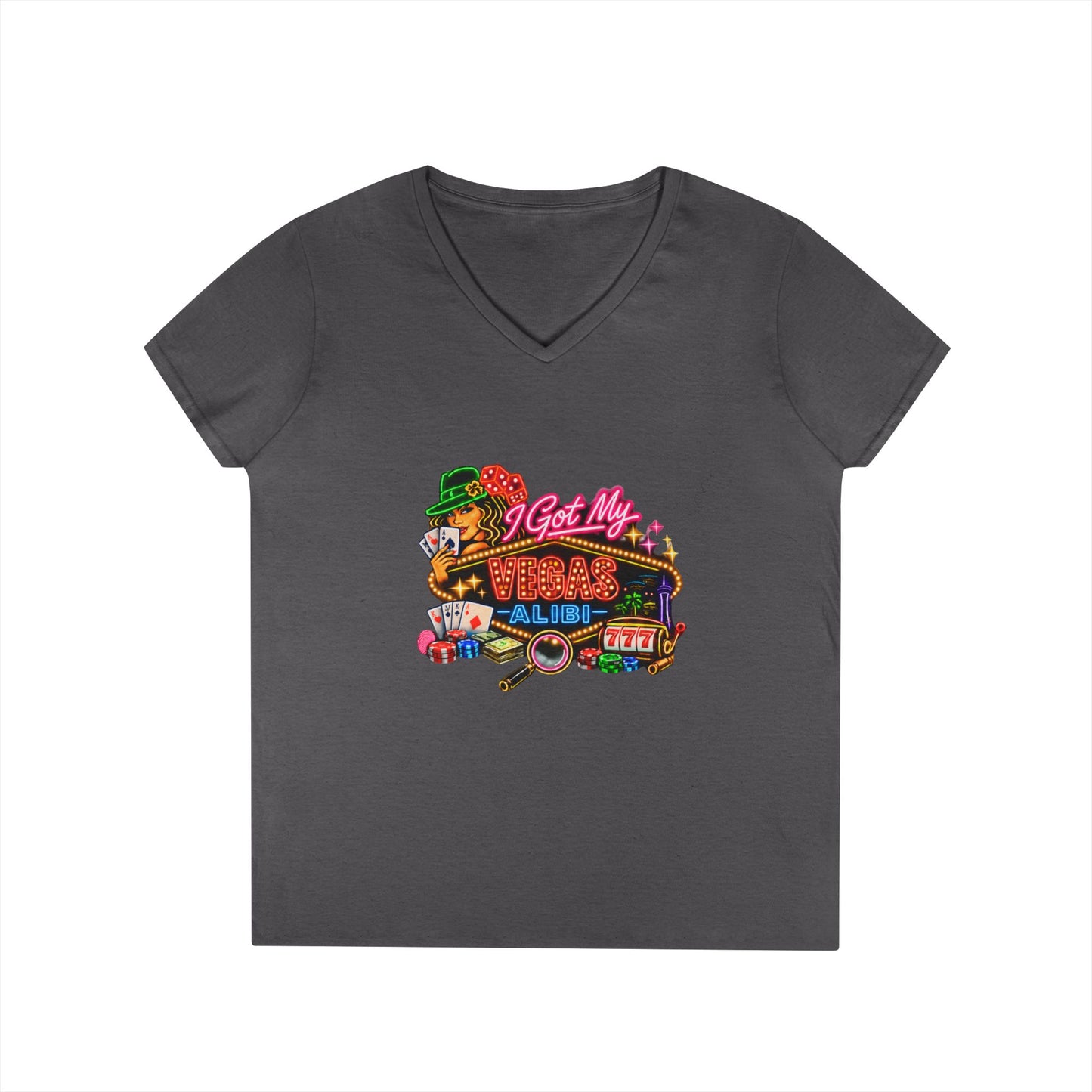 I Got My Vegas Alibi - Ladies' V-Neck T-Shirt (No Logo)