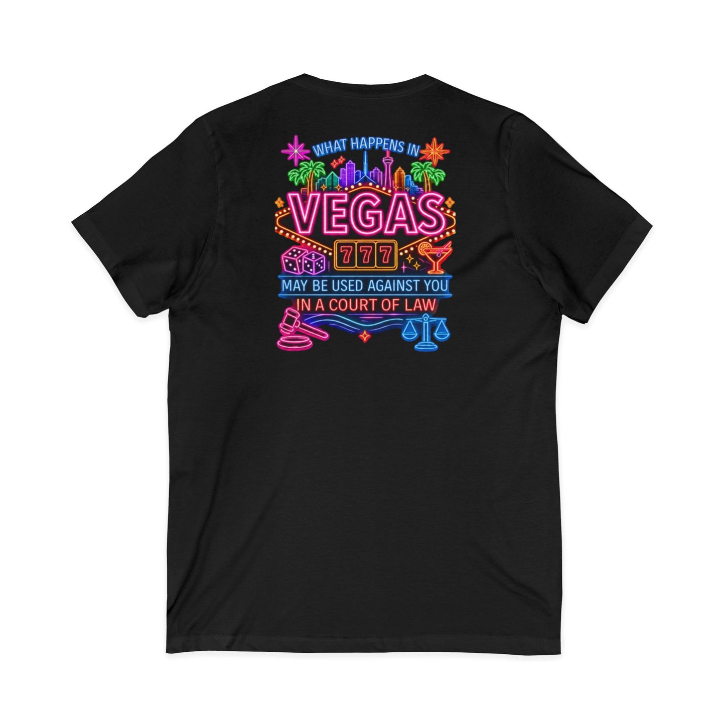V-Neck Tee – "What Happens In Vegas" Crime Con 26' (Design 2)