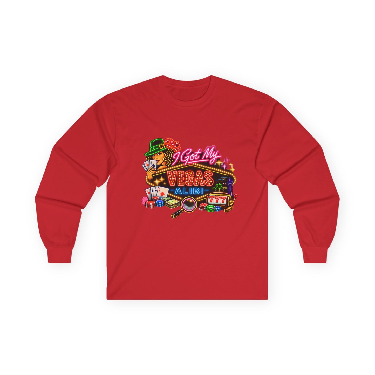 Long Sleeve Tee — "I Got My Vegas Alibi'" (No Logo)