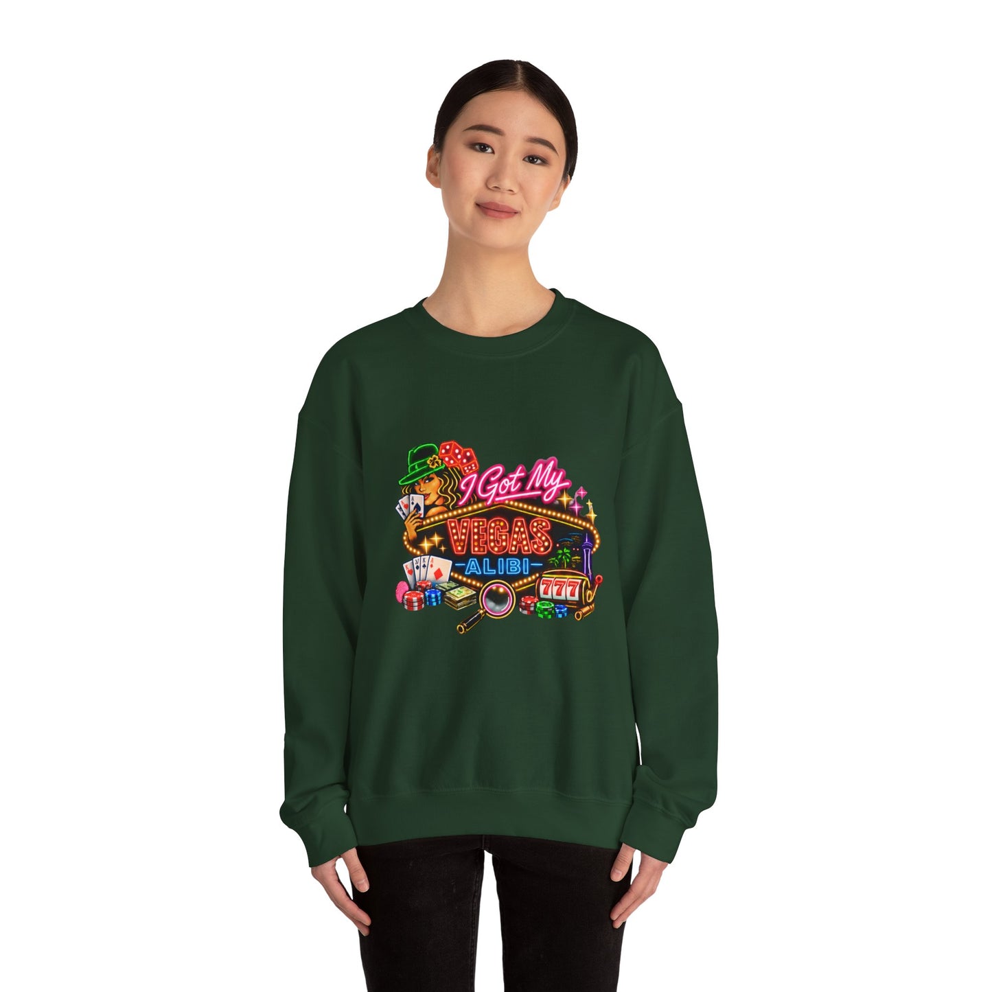 Crewneck Sweatshirt — "I Got My Vegas Alibi" (No Logo)