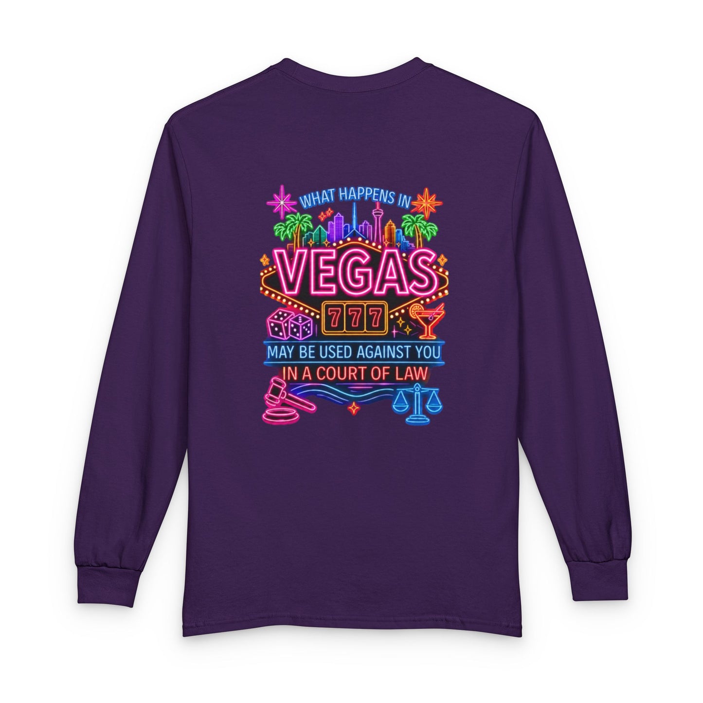 Vegas Neon Retro Long Sleeve Tee — "What Happens In Vegas" Crime Con 26'