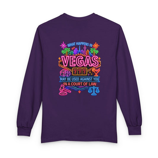 Vegas Neon Retro Long Sleeve Tee — "What Happens In Vegas" Crime Con 26'