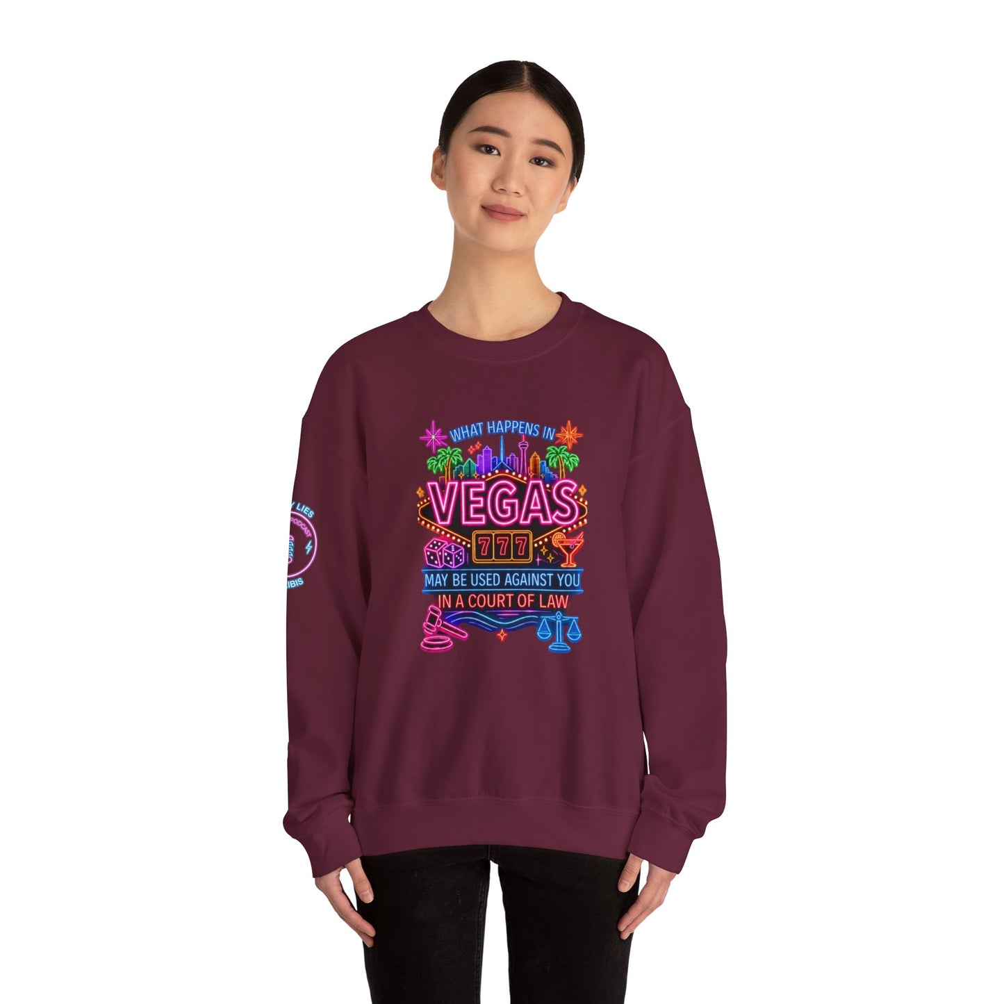 Las Vegas Neon "What Happens In Vegas" Crime Con 26' (Design 2)  Crewneck Sweatshirt