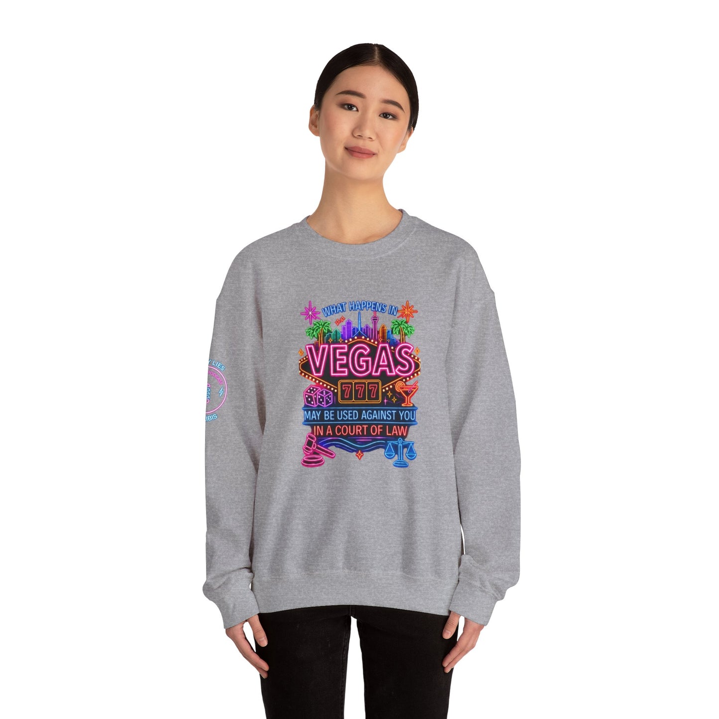 Las Vegas Neon "What Happens In Vegas" Crime Con 26' (Design 2)  Crewneck Sweatshirt