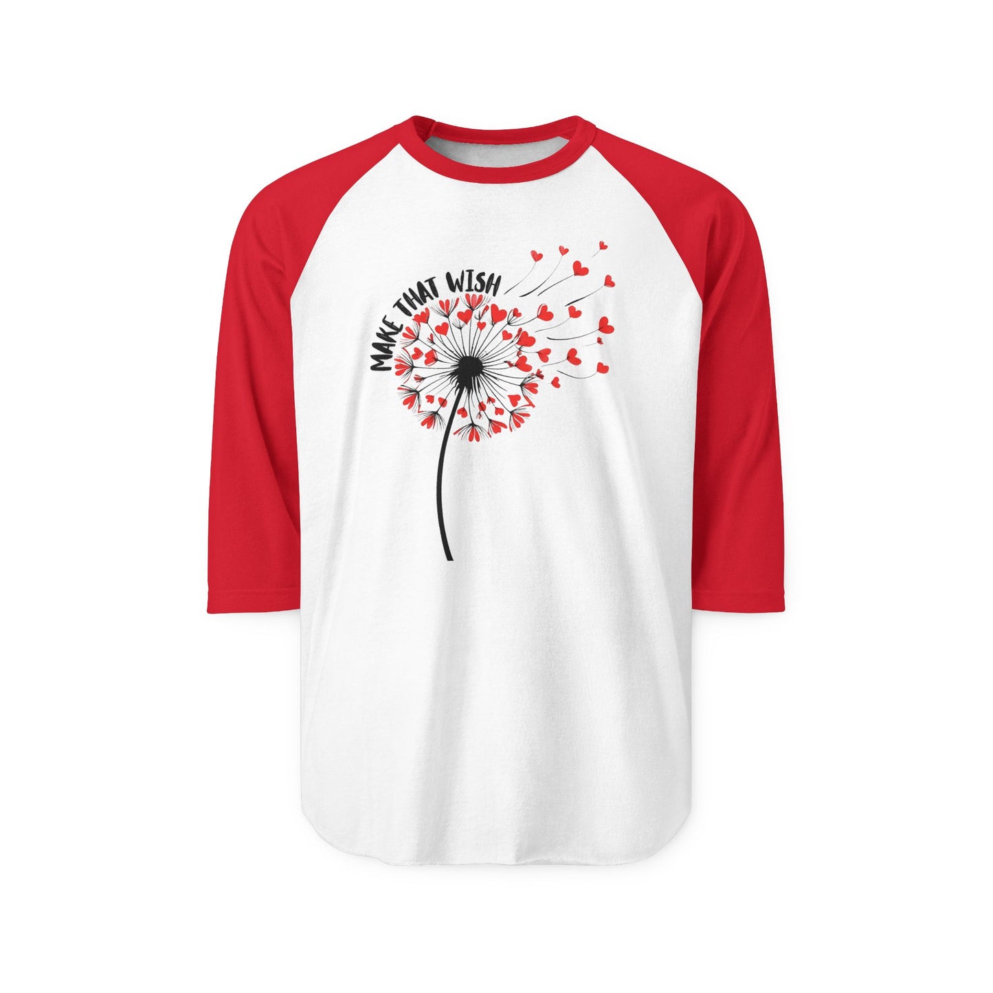 Dandelion Make That Wish Raglan Shirt - 3/4 Sleeve Tee Fun New