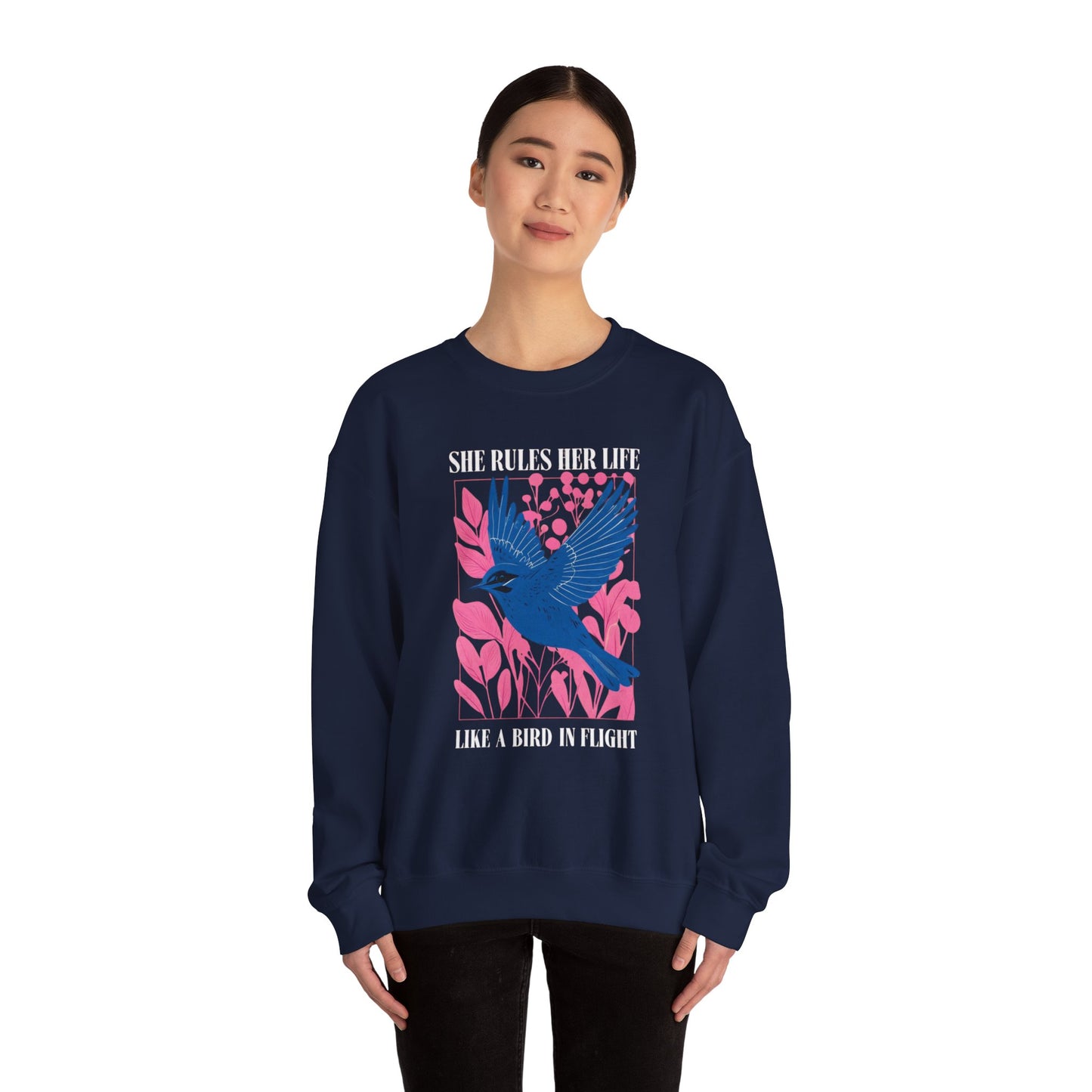 Crewneck Sweatshirt - LYRICS  "She Rules Her Life Like a Bird in Flight" NEW