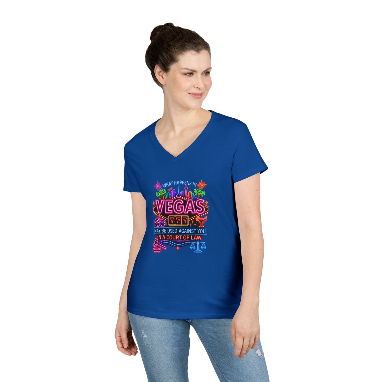 V-Neck T-Shirt – "What Happens in Vegas" No Logo