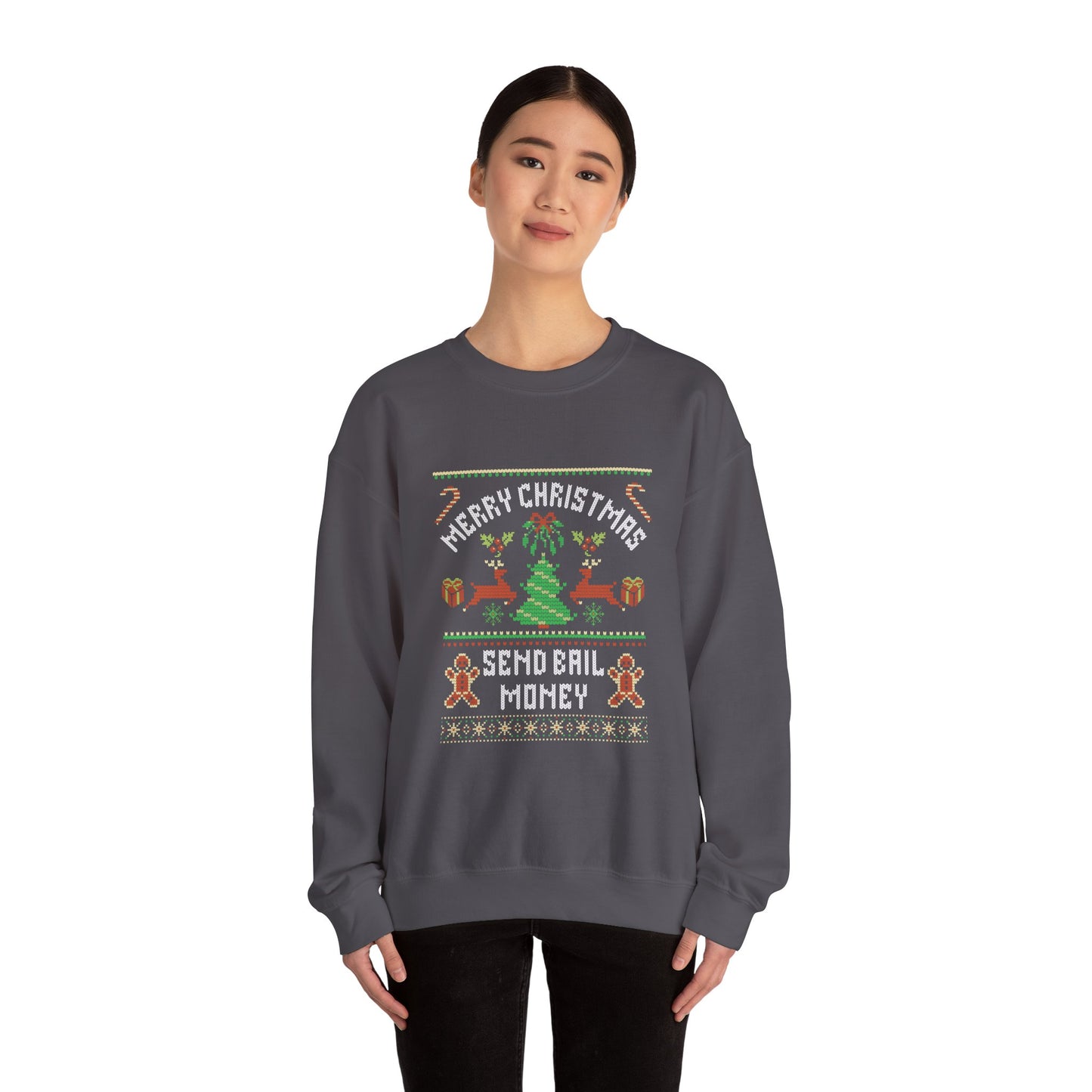 NEW Merry Christmas Send Bail Money Crewneck Sweatshirt | Funny Holiday Sweatshirt