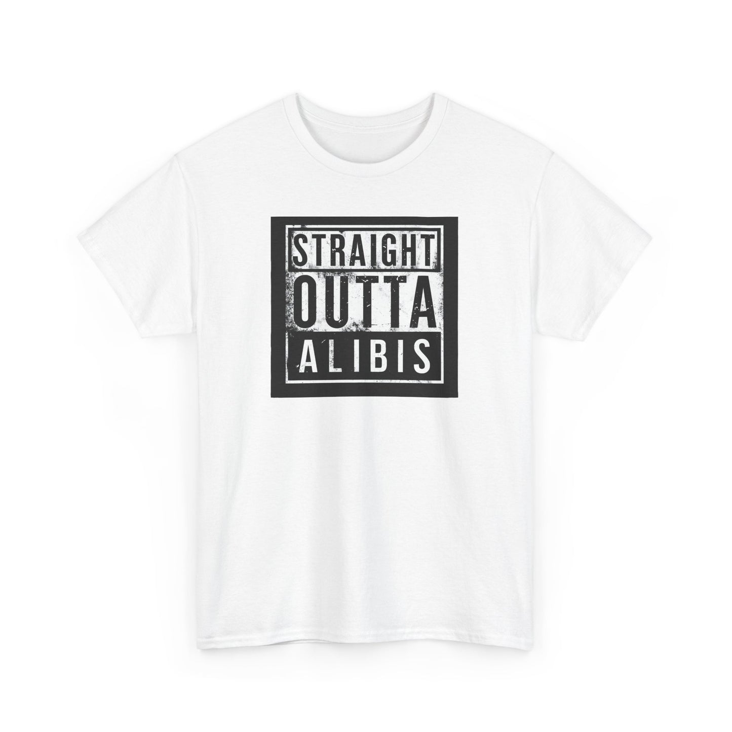 NEW! Retro Straight Outta Alibis Unisex Heavy Cotton Tee - Casual Streetwear T-Shirt