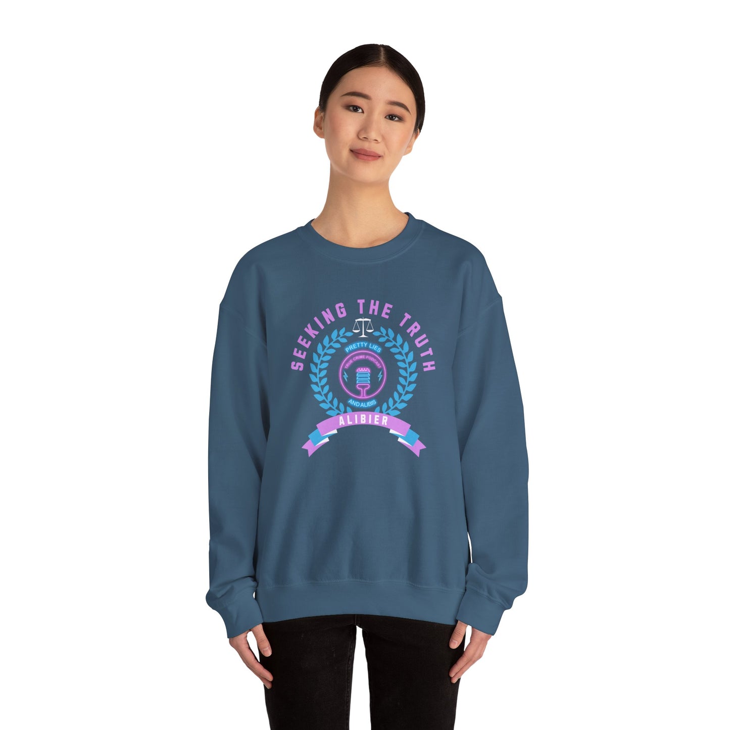 Alibier Logo Seeking The Truth Unisex Heavy Blend™ Crewneck Sweatshirt