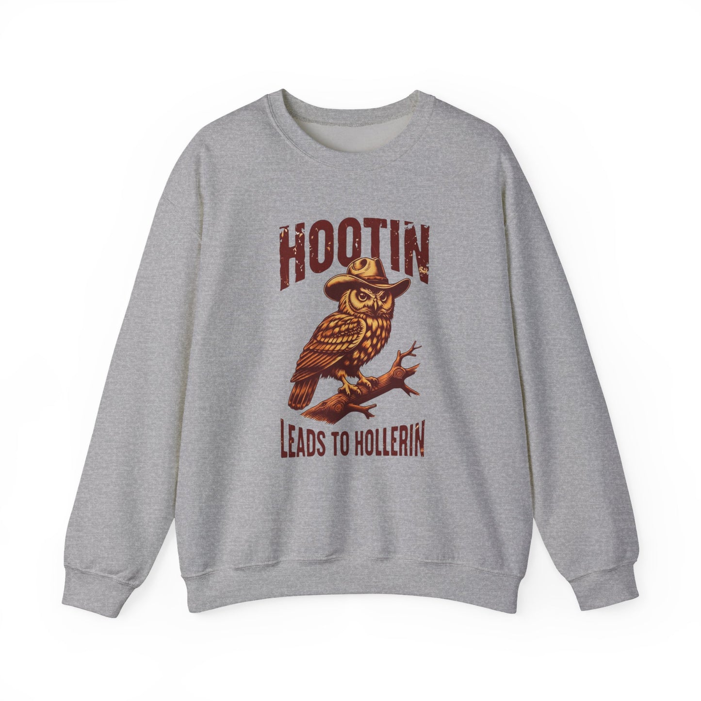 NEW Crewneck Sweatshirt — 'Hootin Leads to Hollerin' Vintage Owl