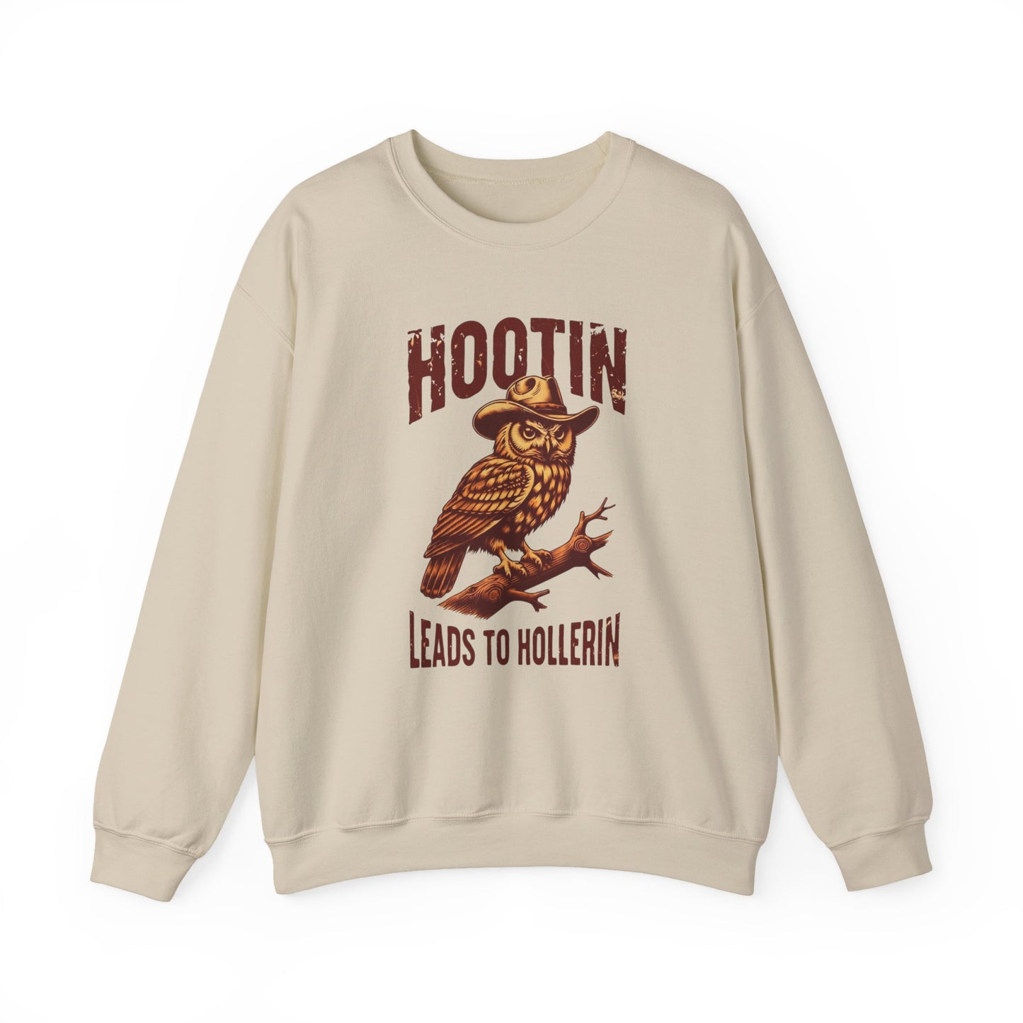 NEW Crewneck Sweatshirt — 'Hootin Leads to Hollerin' Vintage Owl