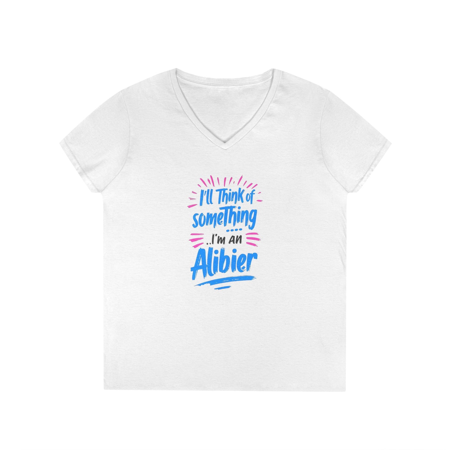 New! Alibier Ladies' V-Neck T-Shirt - 'Pretty Lies and Alibis' Design