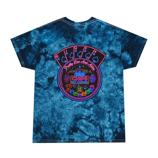 Tie-Dye Tee — Neon "Stack Chips Not Charges" Crime Con 26'
