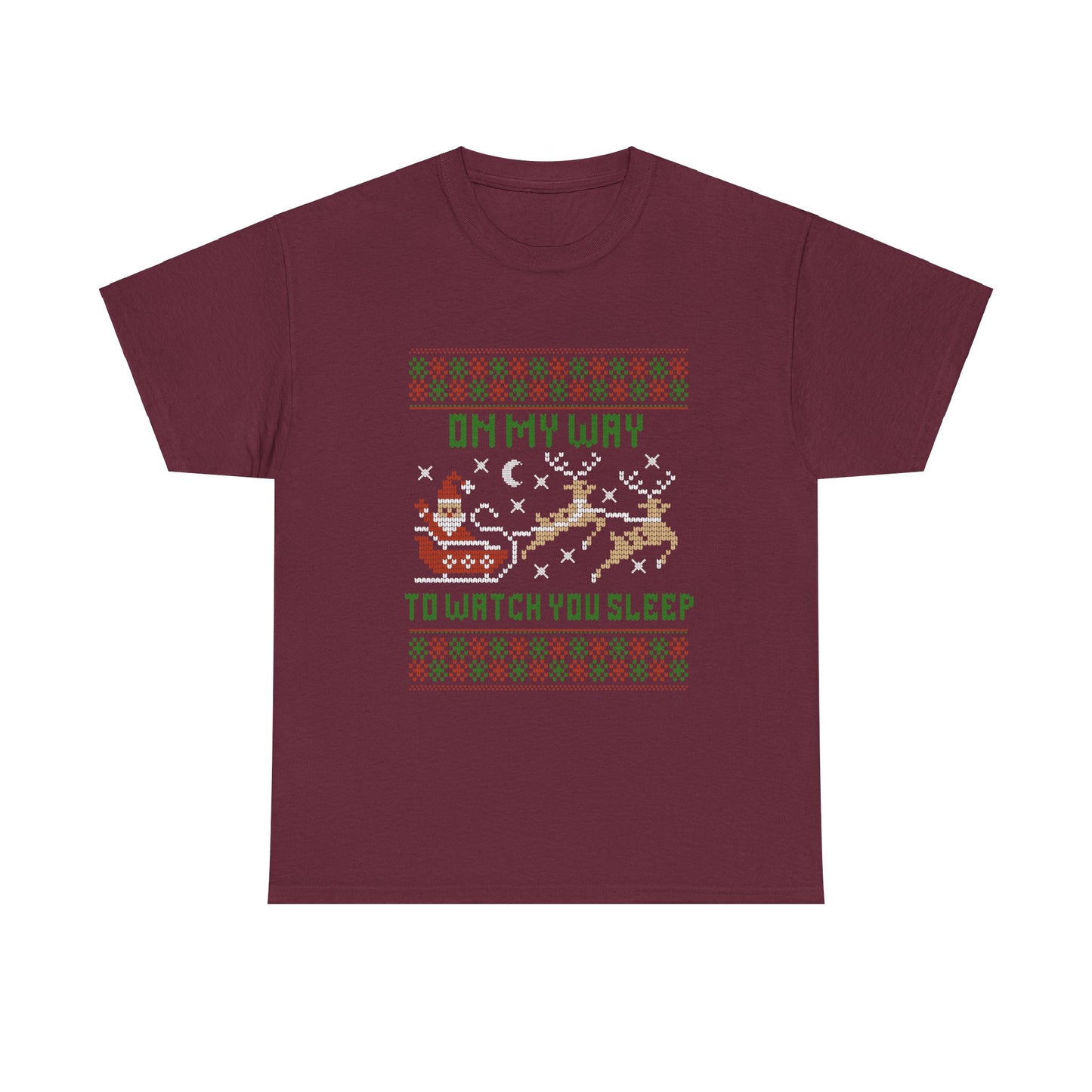 NEW Christmas Holiday Unisex Heavy Cotton Tee - "On My Way to Watch You Sleep"