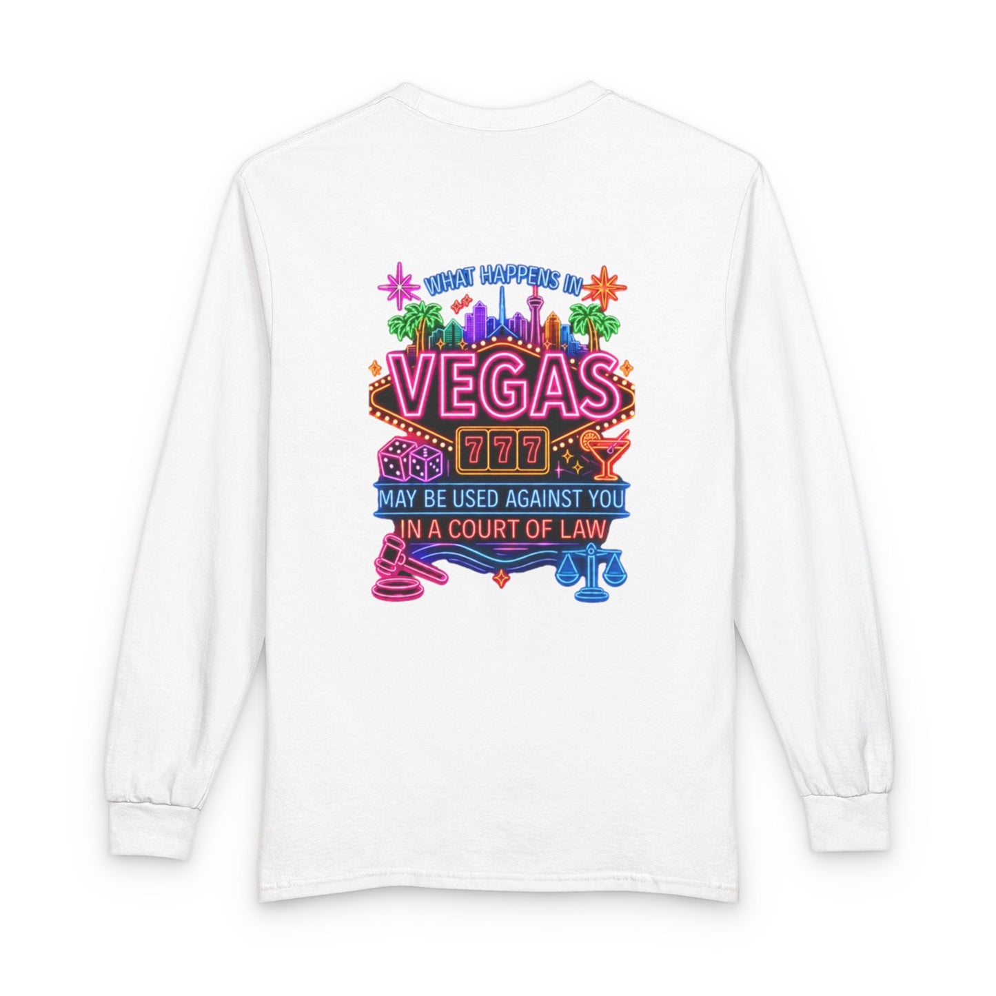 Vegas Neon Retro Long Sleeve Tee — "What Happens In Vegas" Crime Con 26'