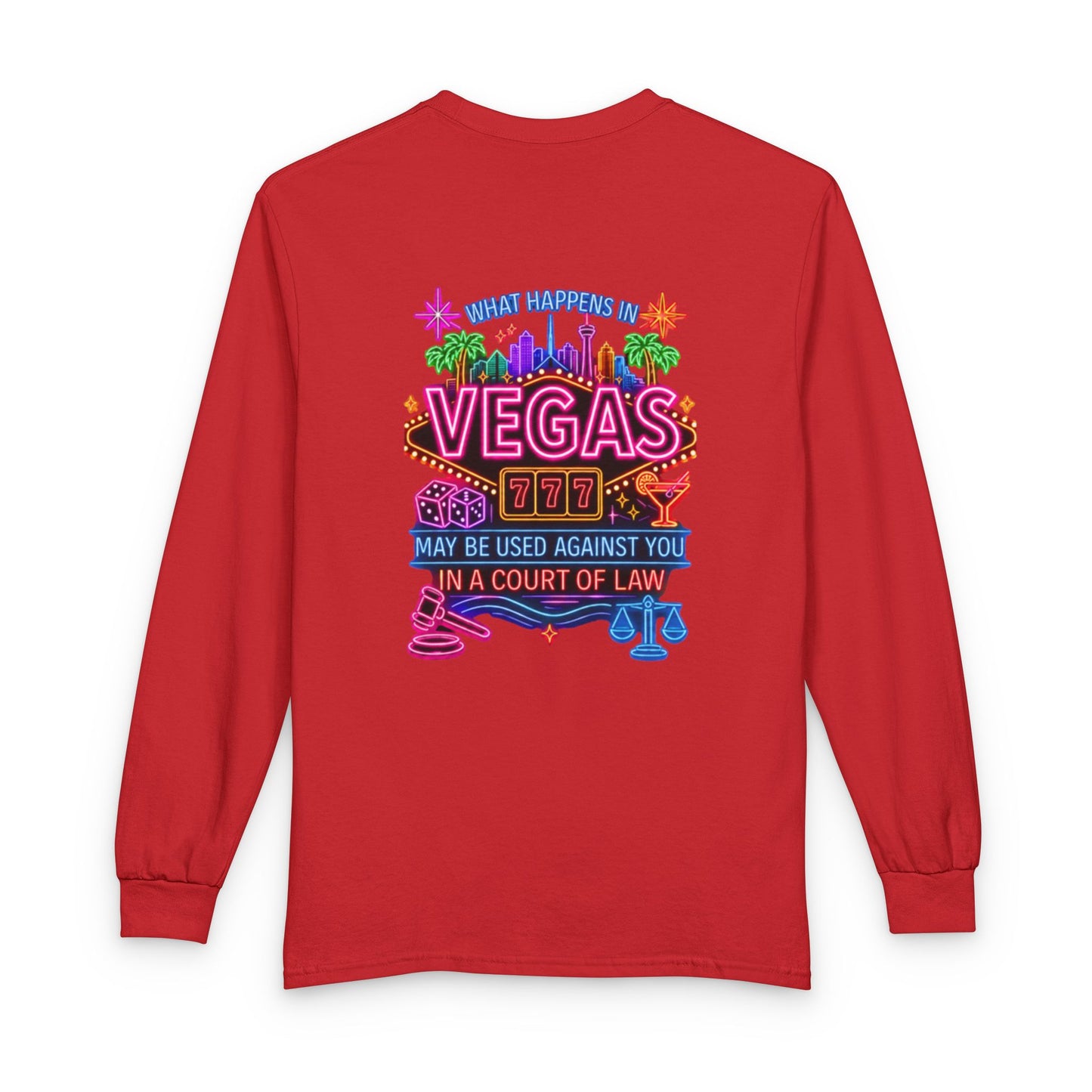 Vegas Neon Retro Long Sleeve Tee — "What Happens In Vegas" Crime Con 26'