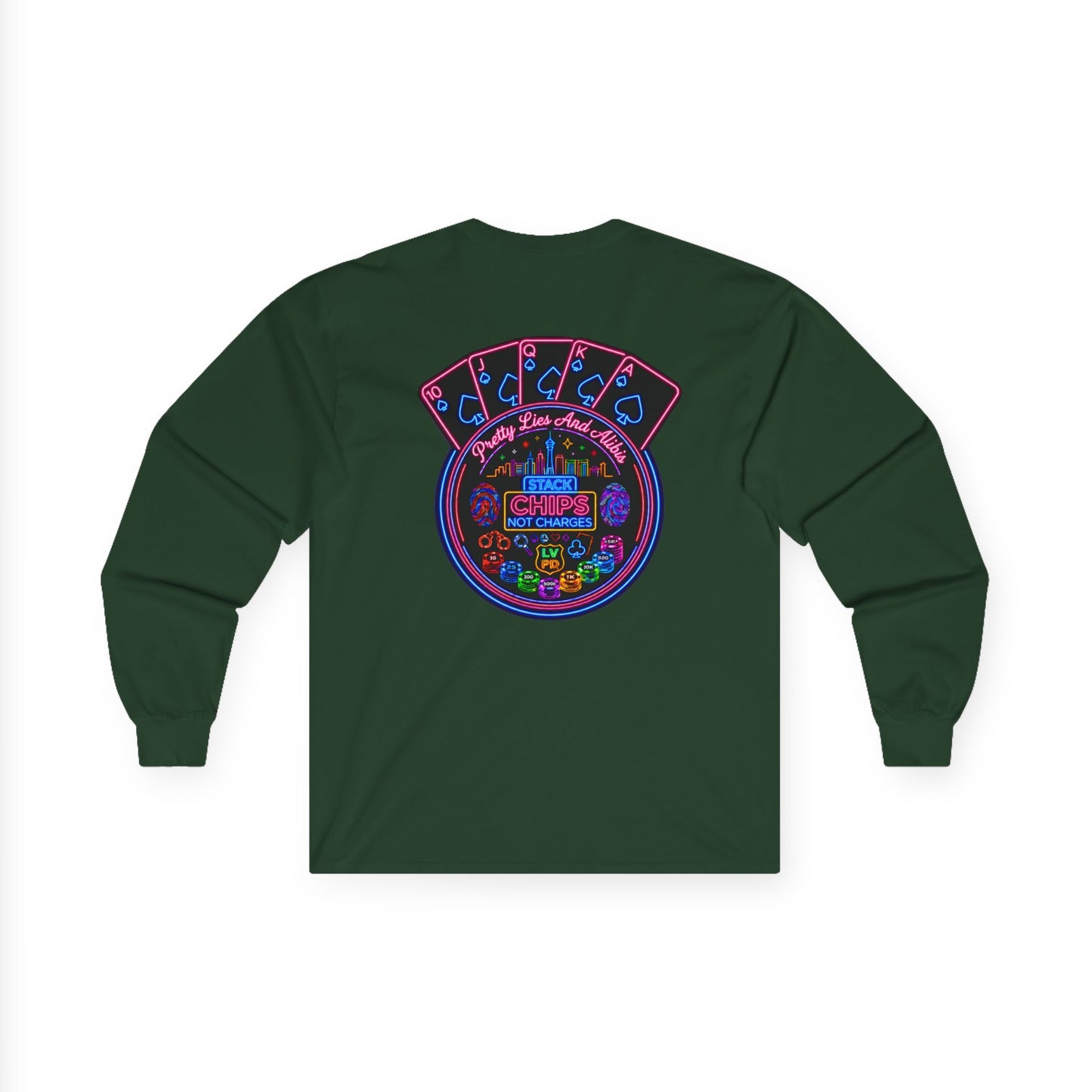 Long Sleeve Tee — "Stack Chips Not Charges" Crime Con 26'
