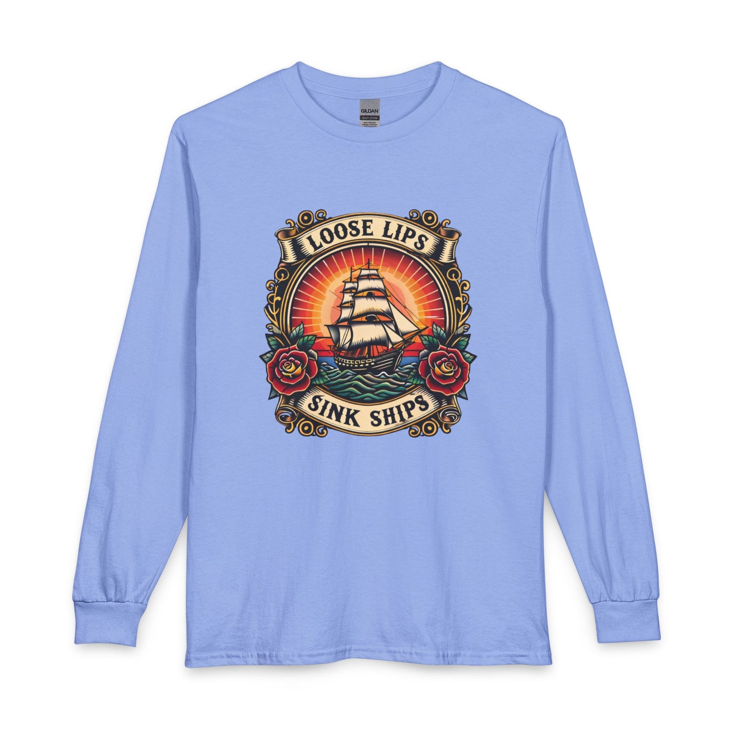 NEW Loose Lips Sink Ships Long Sleeve Tee — Vintage Tattoo Graphic
