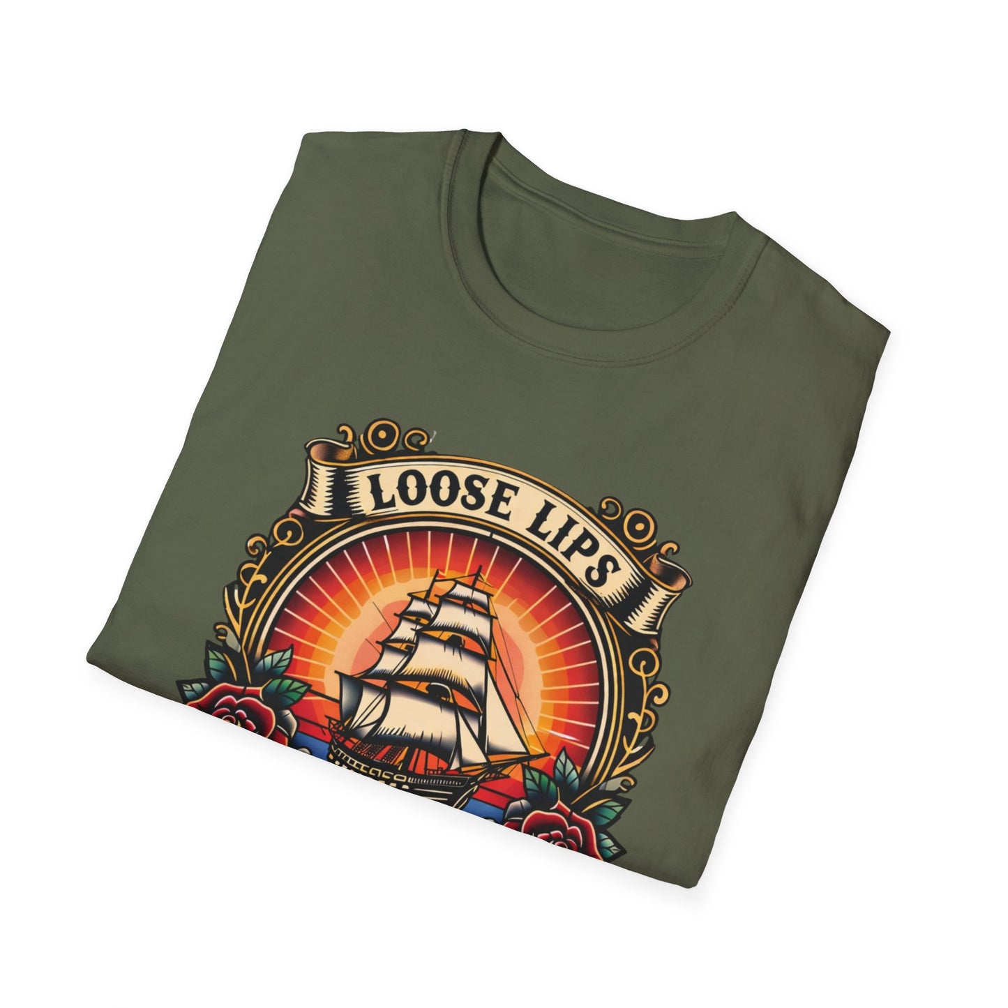 Loose Lips Sink Ships T-Shirt — Vintage Tattoo Tee new
