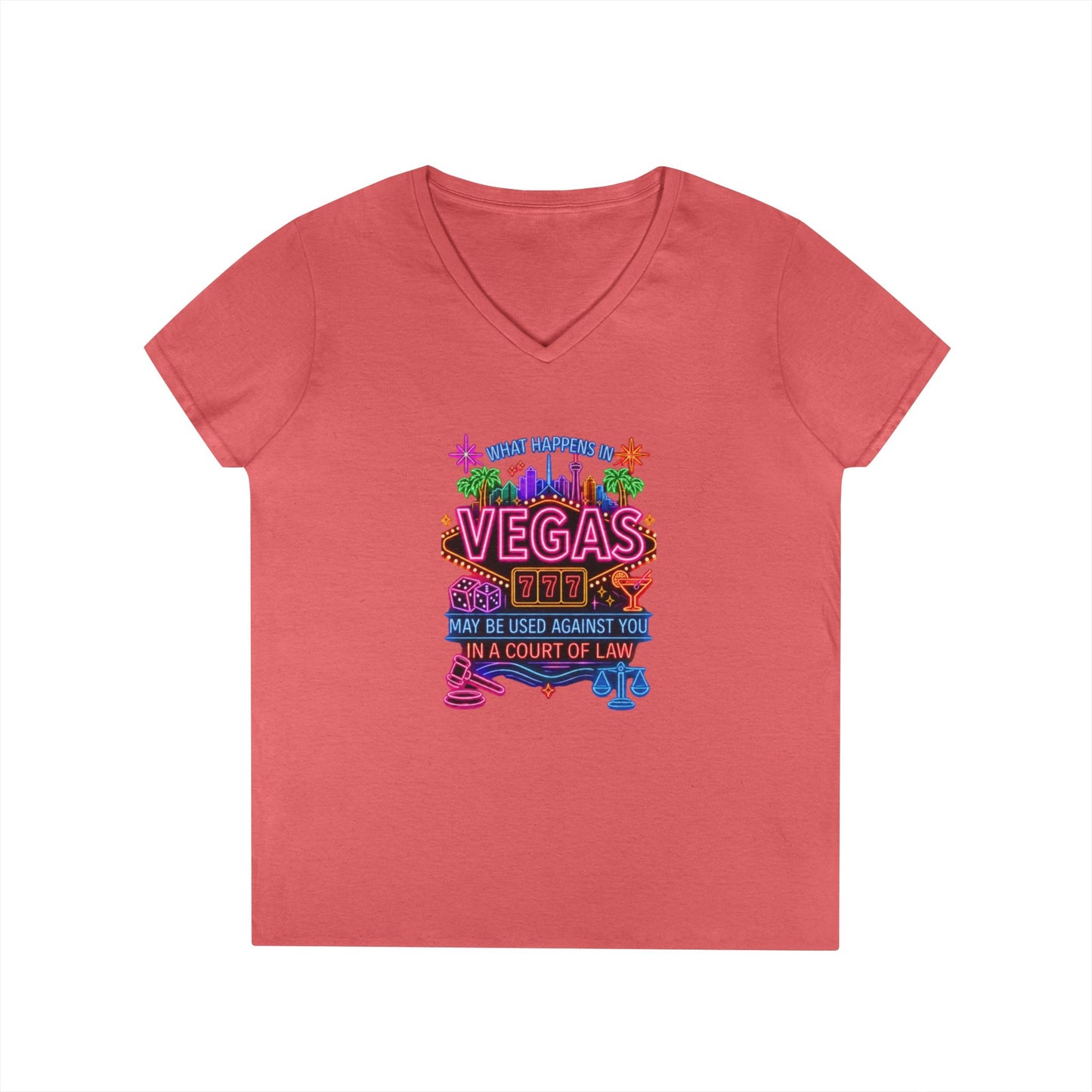 V-Neck T-Shirt – "What Happens in Vegas" No Logo