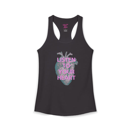 Listen To Your Heart Racerback Tank — Women's Inspirational Workout Top NEW