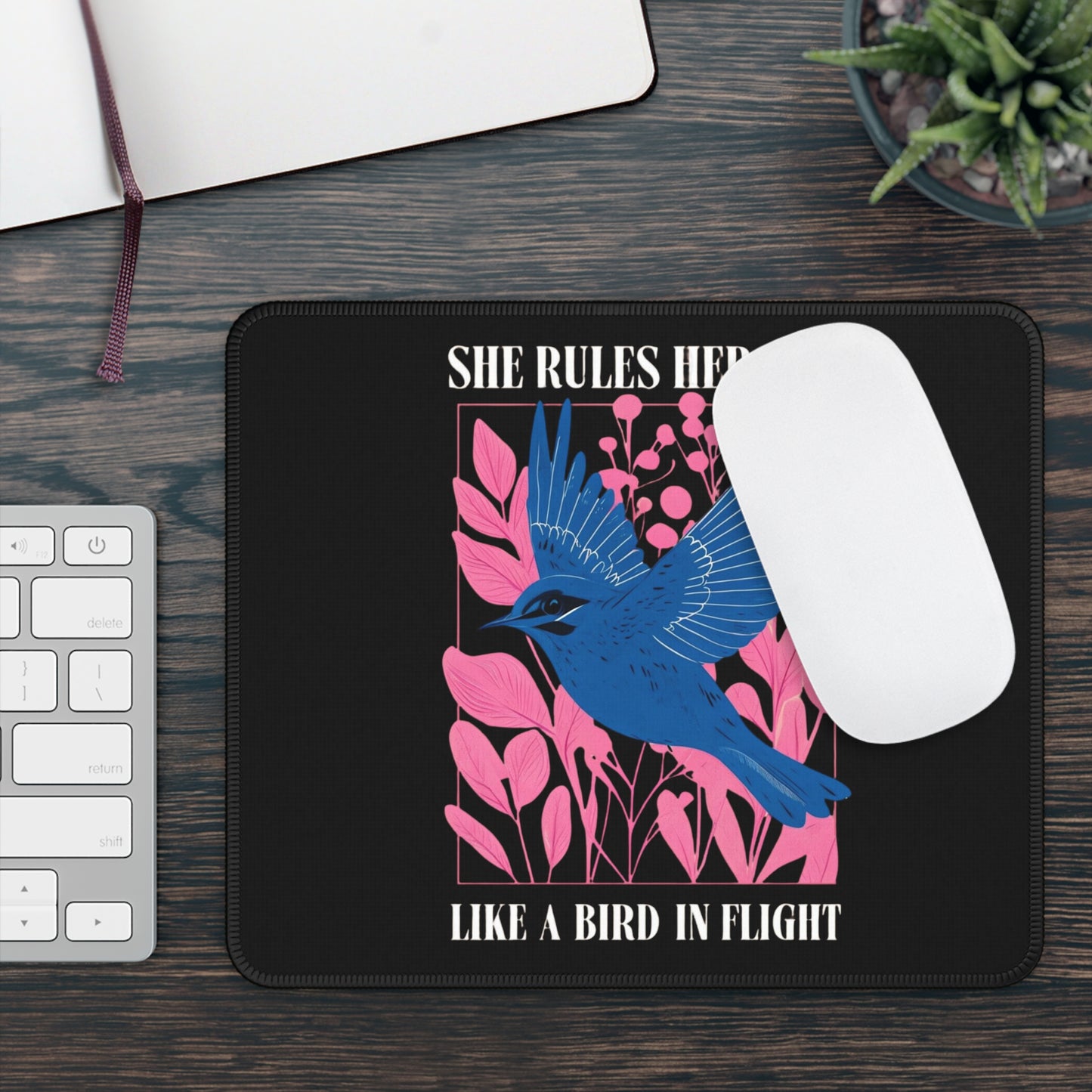 Gaming Mouse Pad — LYRICS She Rules Her Life | Blue Bird in Flight Desk Mat New