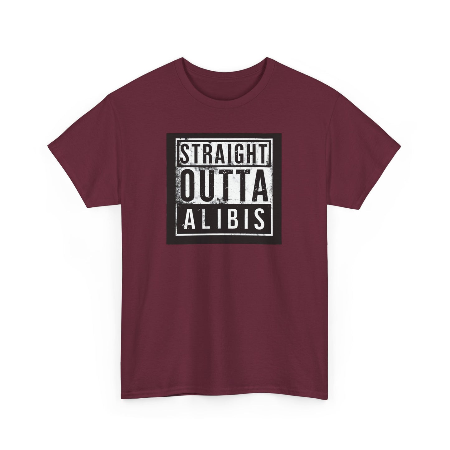 NEW! Retro Straight Outta Alibis Unisex Heavy Cotton Tee - Casual Streetwear T-Shirt