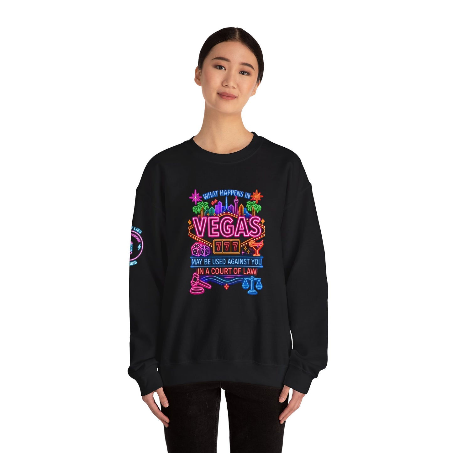 Las Vegas Neon "What Happens In Vegas" Crime Con 26' (Design 2)  Crewneck Sweatshirt