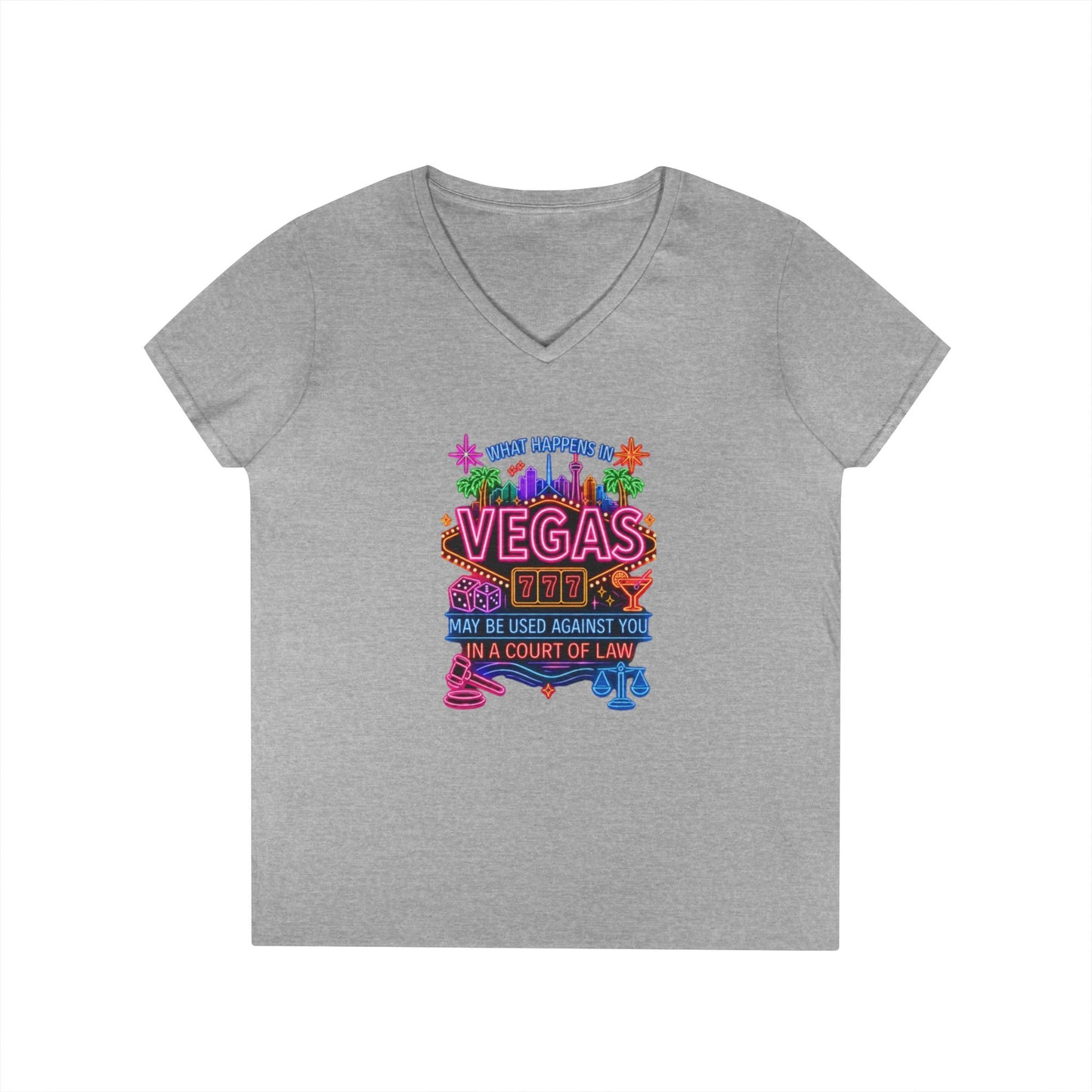 V-Neck T-Shirt – "What Happens in Vegas" No Logo