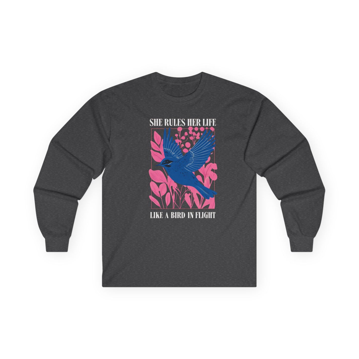 Long Sleeve Tee — LYRICS “She Rules Her Life Like a Bird in Flight” NEW