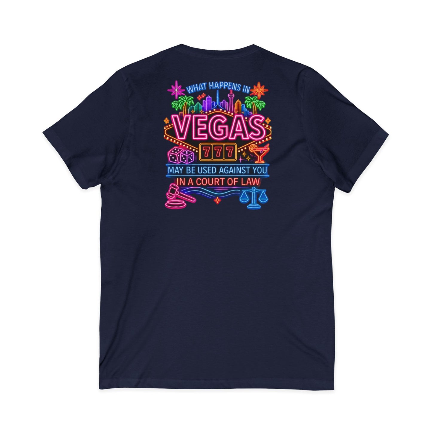 V-Neck Tee – "What Happens In Vegas" Crime Con 26' (Design 2)